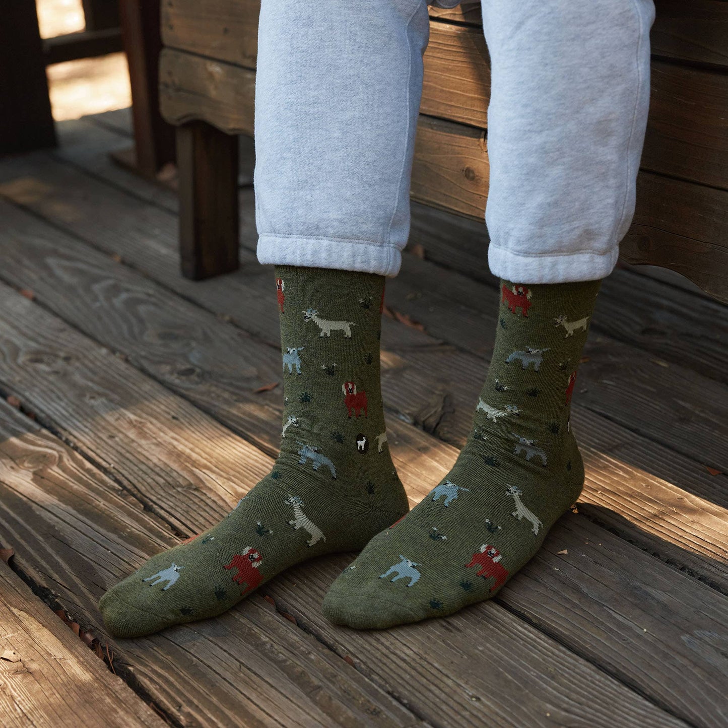 Men's Socks that Save Goats (Olive Green) | Fair Trade | Fits Men's Sizes 8.5-13-Conscious Step-The Bullish Store