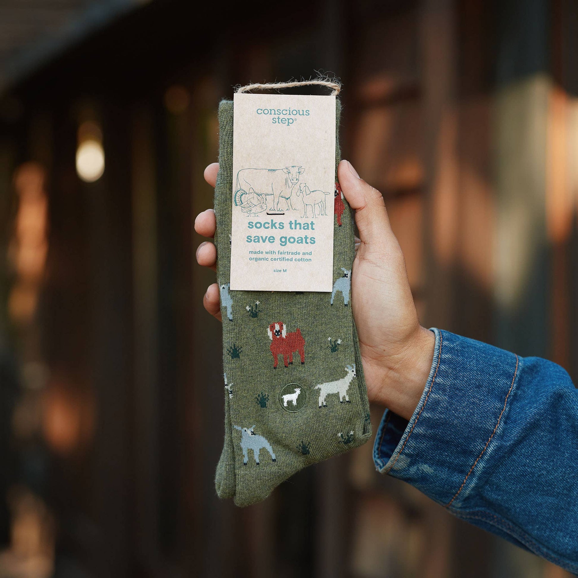 Men's Socks that Save Goats (Olive Green) | Fair Trade | Fits Men's Sizes 8.5-13-Conscious Step-The Bullish Store