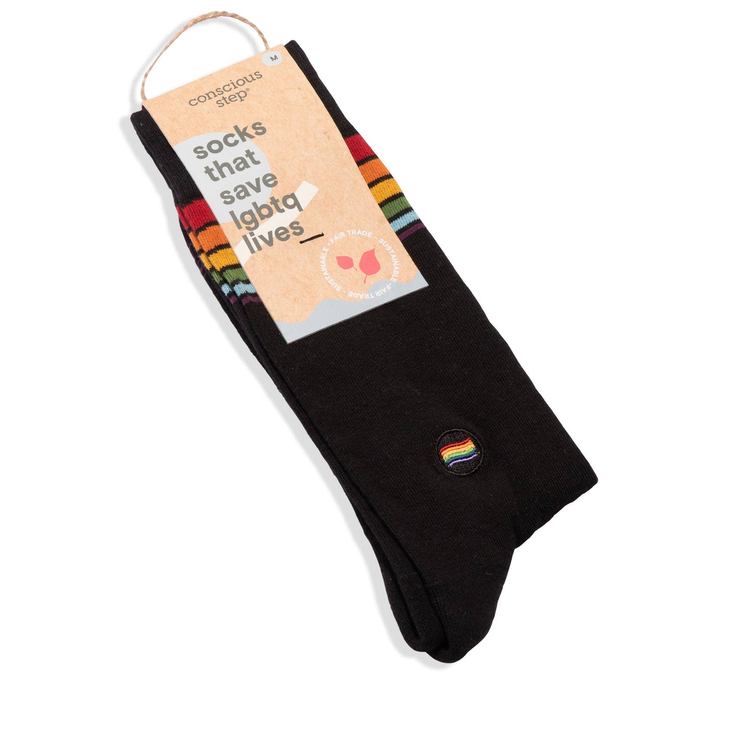 Men's Socks that Save LGBTQ Lives (Rainbow Stripe) | Fair Trade | Fits Men's Sizes 8.5-13-Conscious Step-The Bullish Store