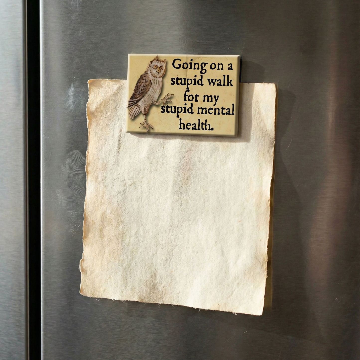 Mental Health Walk Medieval Marginalia Refrigerator Magnet | Funny Self-Care Humor Magnet
