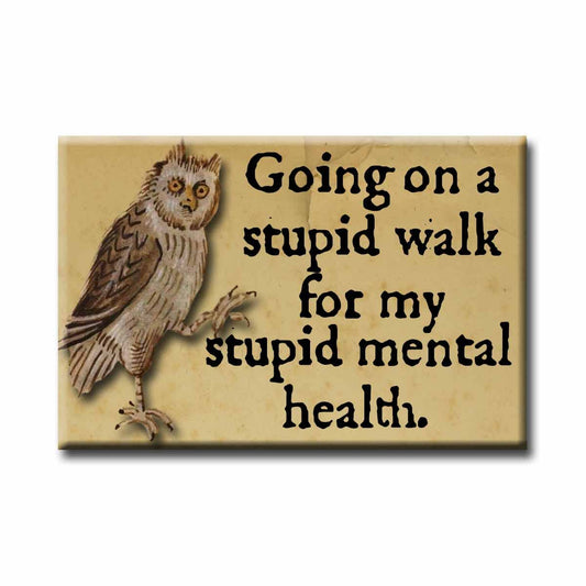 Mental Health Walk Medieval Marginalia Refrigerator Magnet | Funny Self-Care Humor Magnet