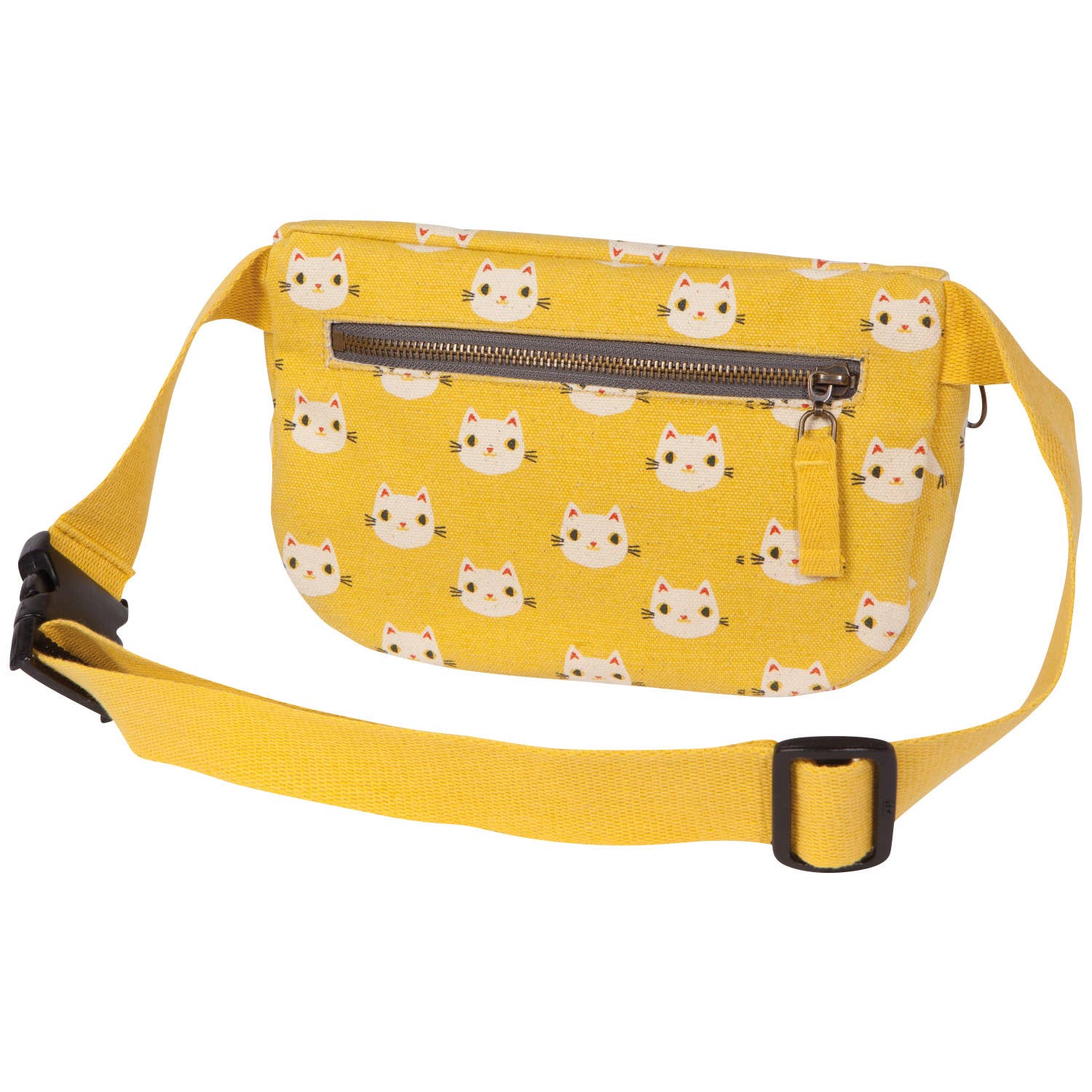 Meow Meow Cats Cotton Hip Bag Adjustable Strap | Yellow Waist Belt Fanny Pack