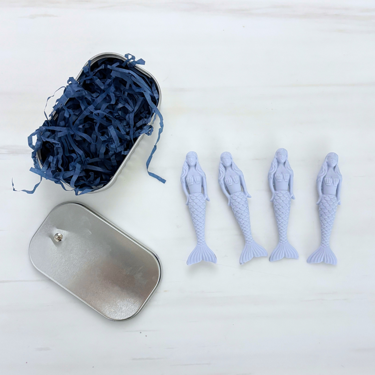 Mermaid Erasers 4 Pack | Tinned Sardine-Style Case | NPW-NPW-The Bullish Store
