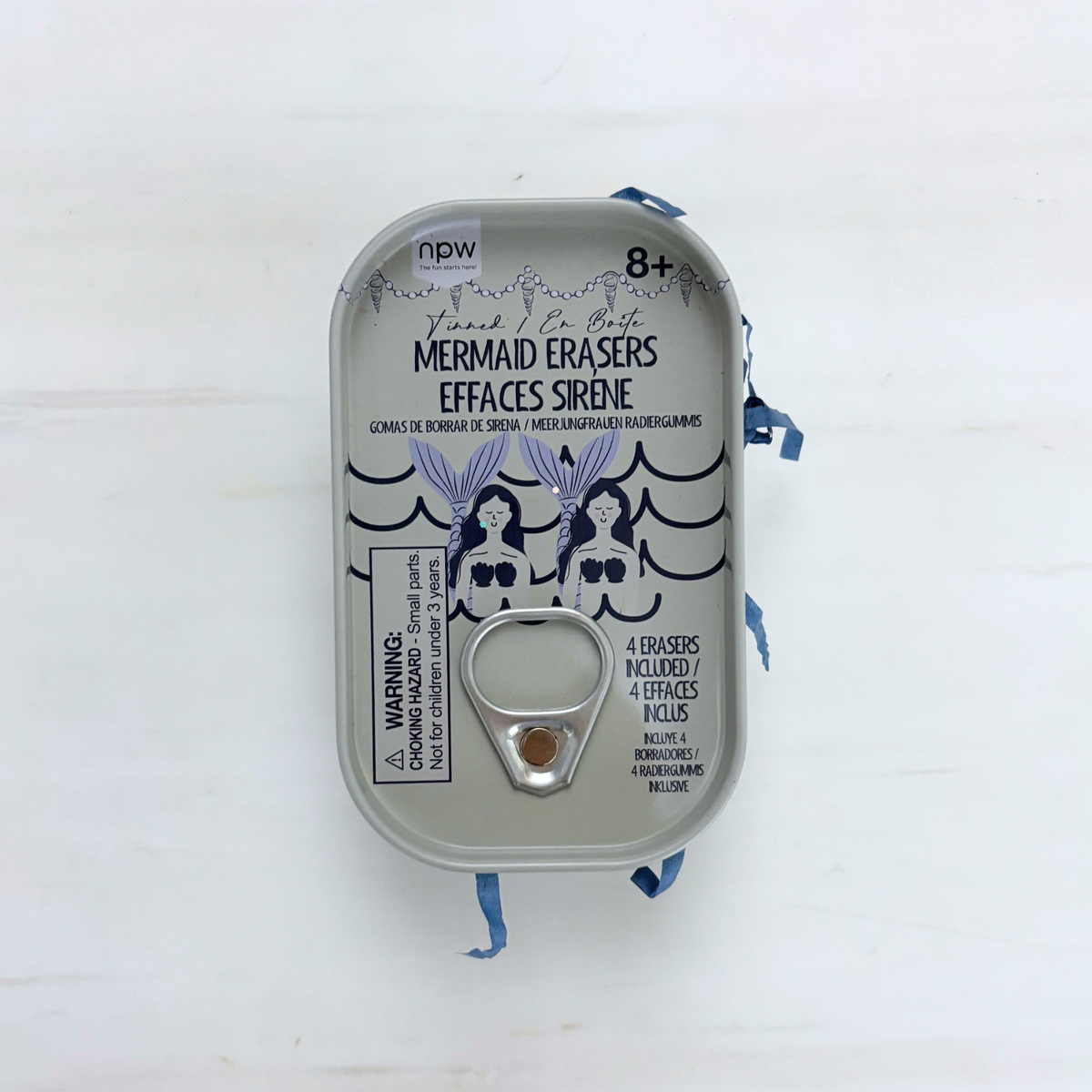 Mermaid Erasers 4 Pack | Tinned Sardine-Style Case | NPW-NPW-The Bullish Store