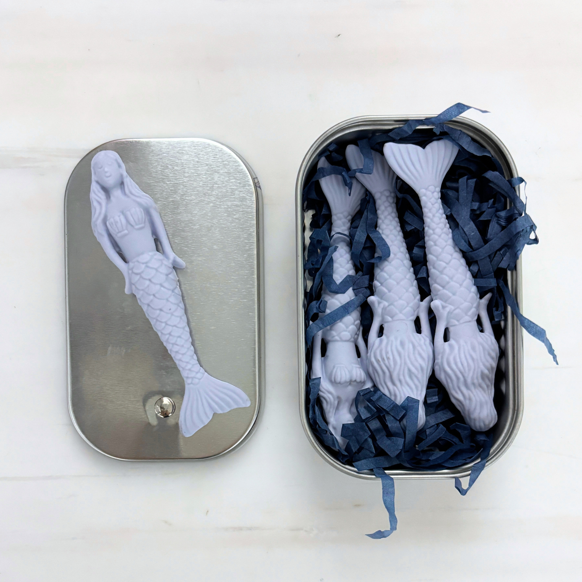 Mermaid Erasers 4 Pack | Tinned Sardine-Style Case | NPW-NPW-The Bullish Store