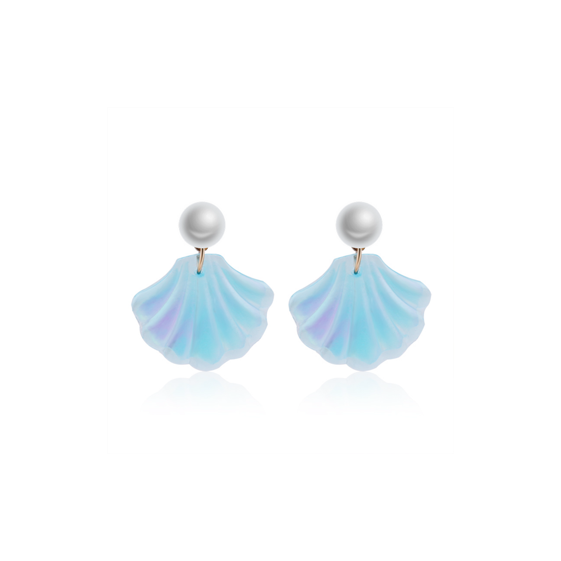 Mermaid Shell Earrings | Iridescent Seashell Drops with Pearl Accent