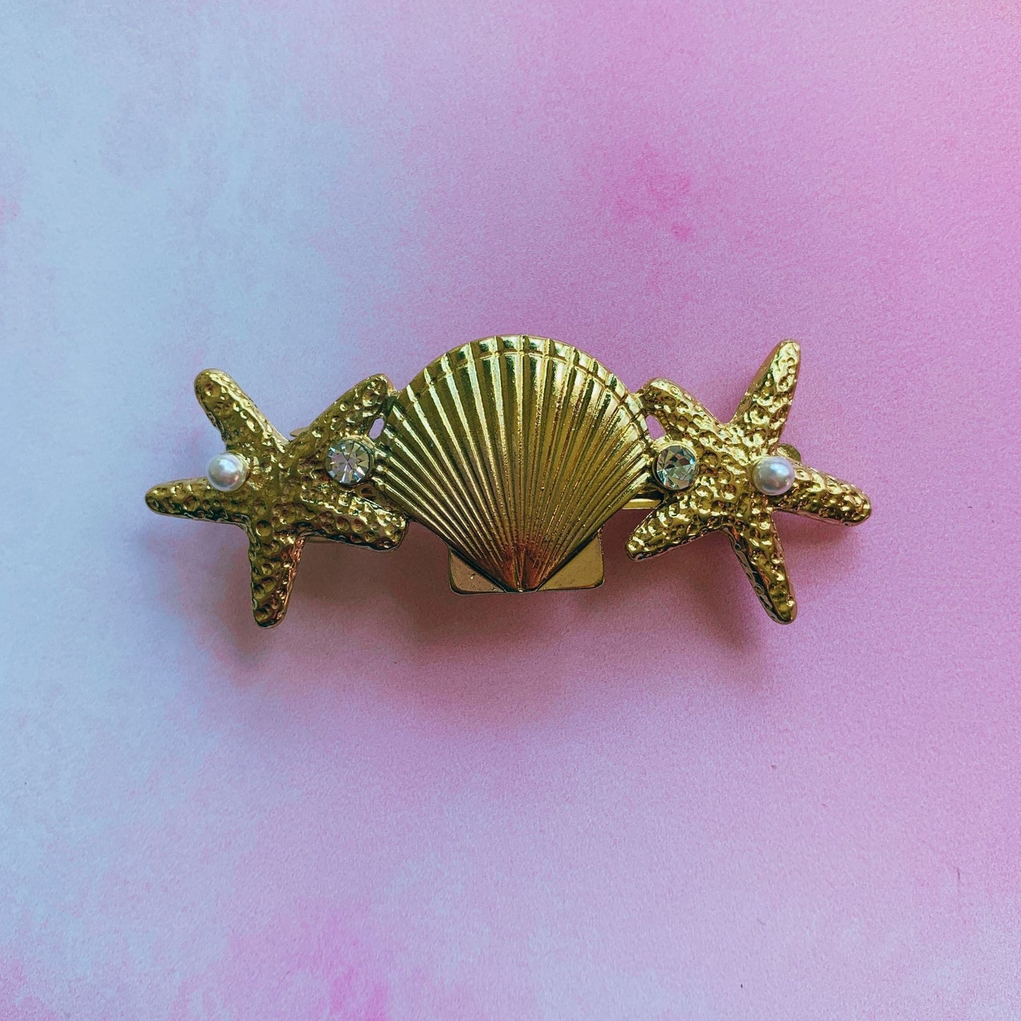 Mermaid Shell Hair Barrette | Gold Seashell Hair Clip