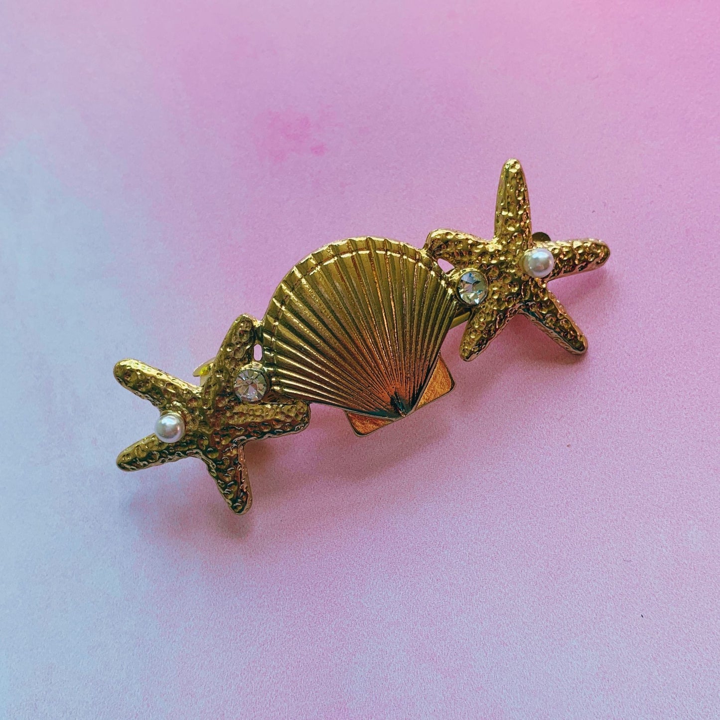Mermaid Shell Hair Barrette | Gold Seashell Hair Clip