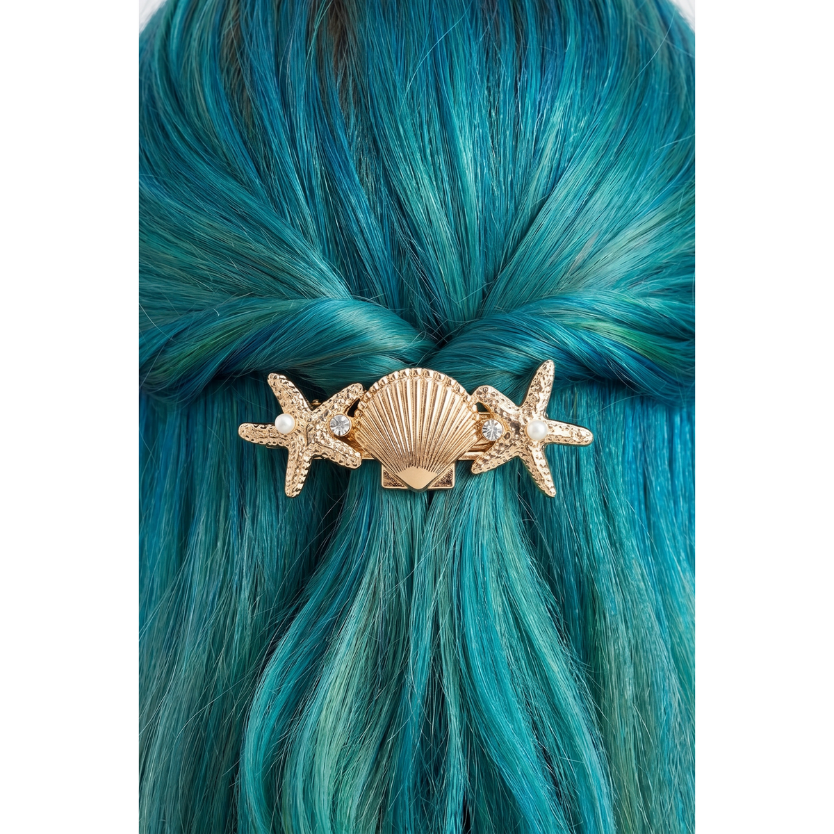Mermaid Shell Hair Barrette | Gold Seashell Hair Clip-Paper & Quartz-The Bullish Store