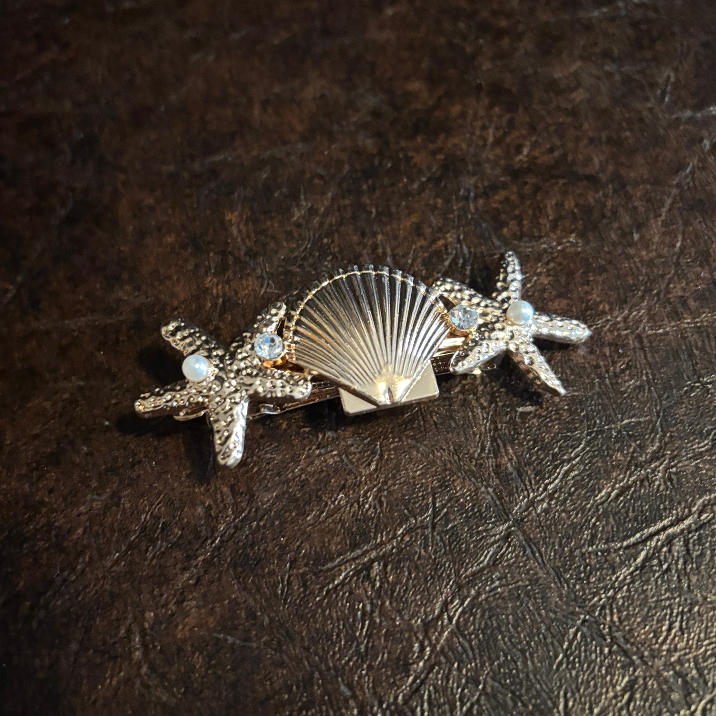 Mermaid Shell Hair Barrette | Gold Seashell Hair Clip