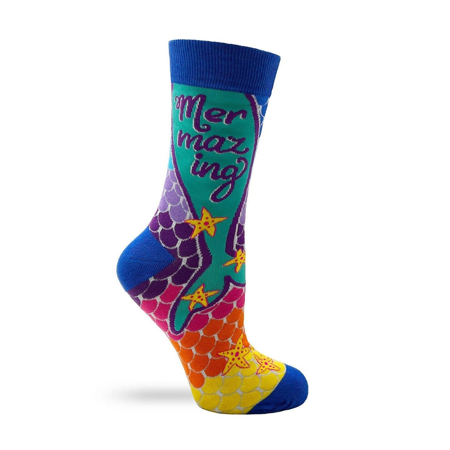 Mermazing Women's Novelty Crew Socks | Aquatic Theme Ladies Socks