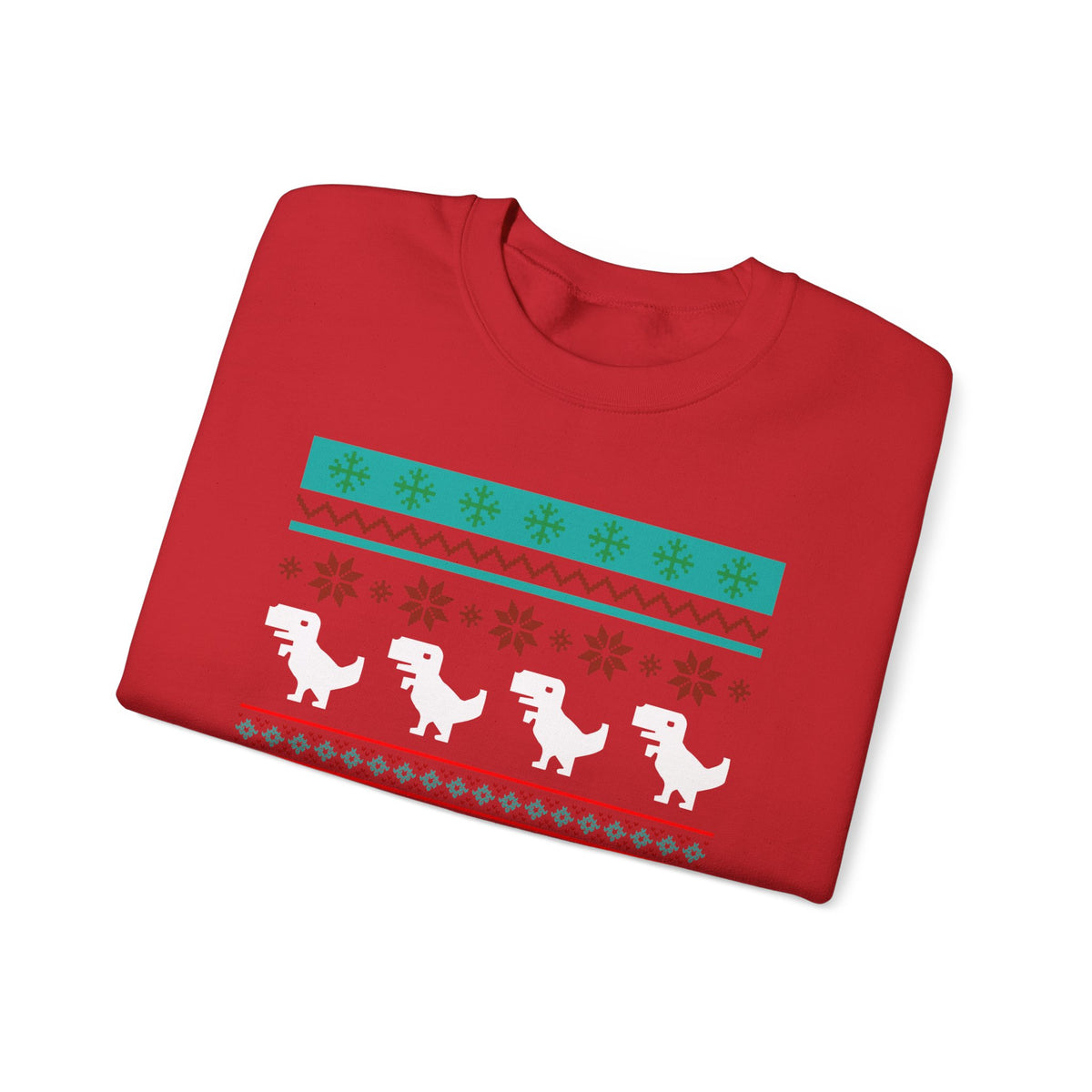Merry Cretaceous T-Rex "Ugly Christmas Sweater" Unisex Heavy Blend™ Crewneck Sweatshirt (Sizes S-5X)-GetBullish-The Bullish Store