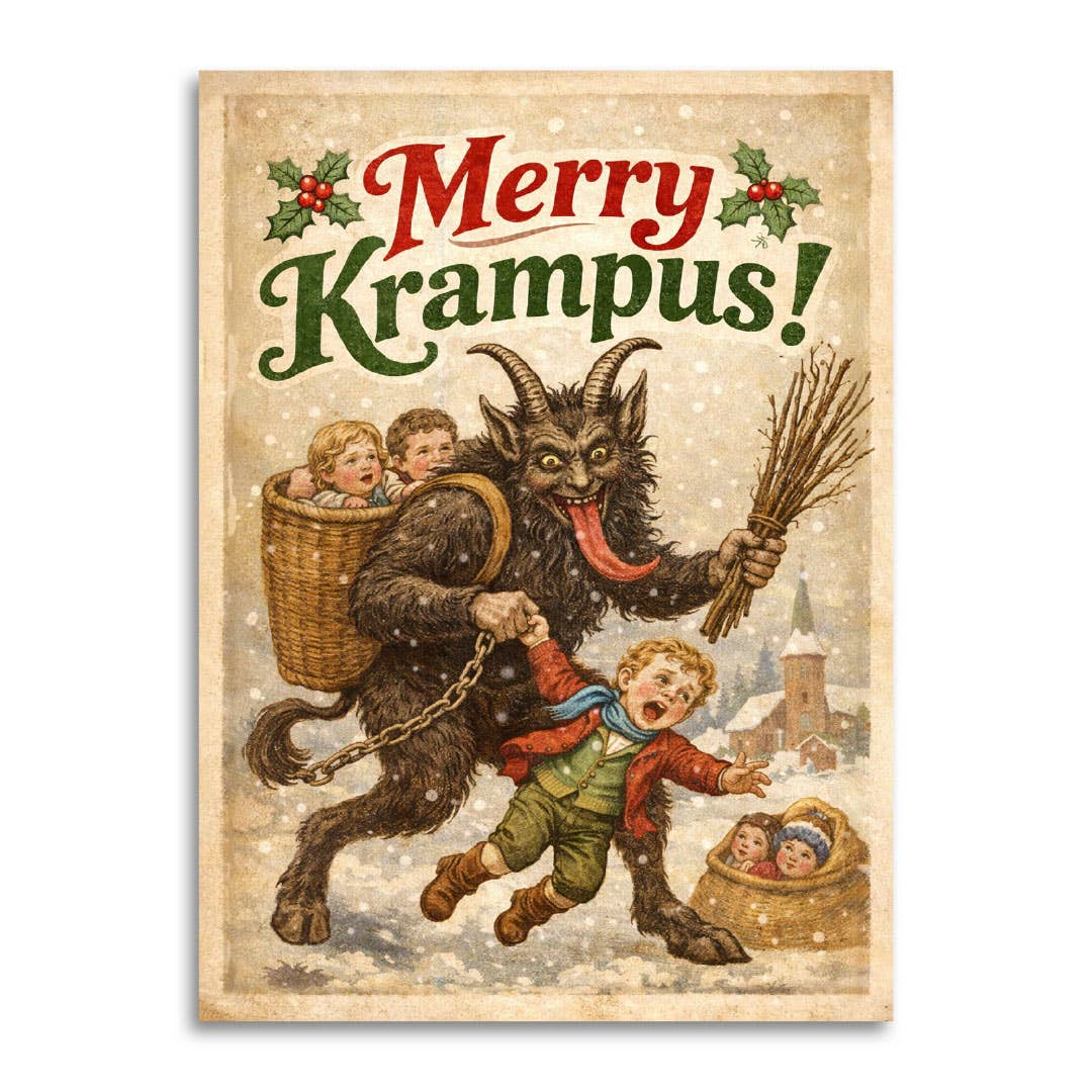 Merry Krampus Funny Christmas Card-Bad Betty Greeting Co.-The Bullish Store