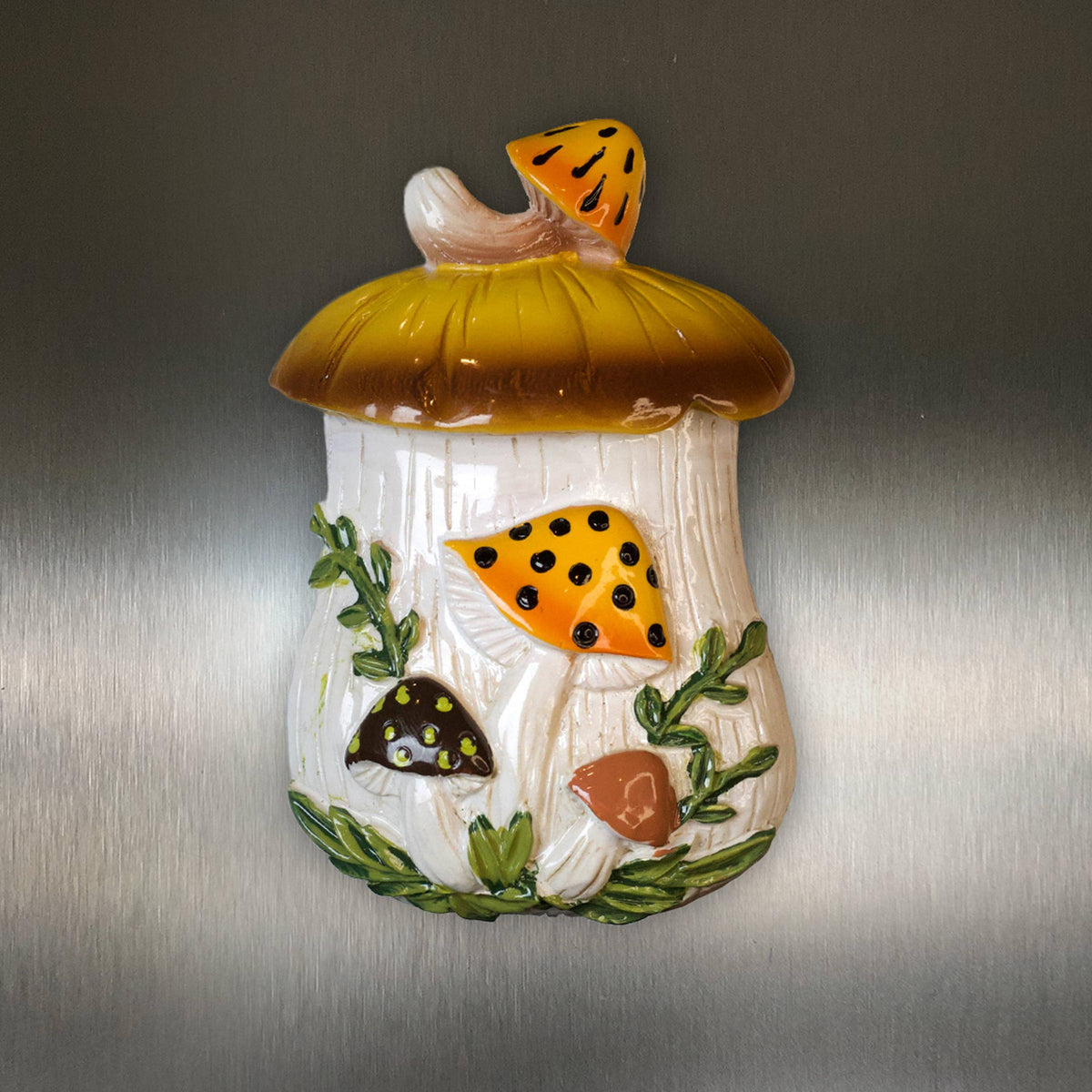 Merry Mushroom Fridge Magnet | Hand-Painted 70s Retro Resin-Twinkltoast-The Bullish Store