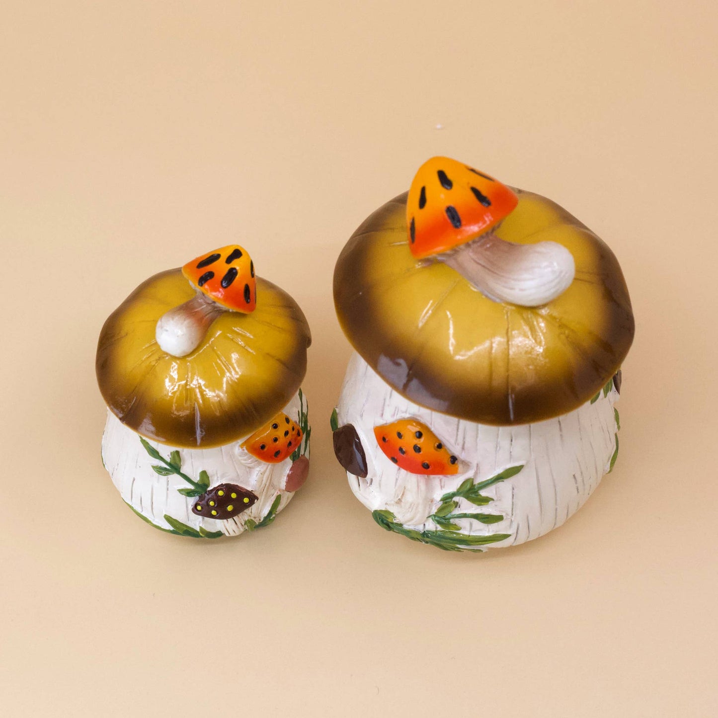 Merry Mushroom-Inspired Hand-Painted Set | 70s Retro Resin Decor-Twinkltoast-The Bullish Store