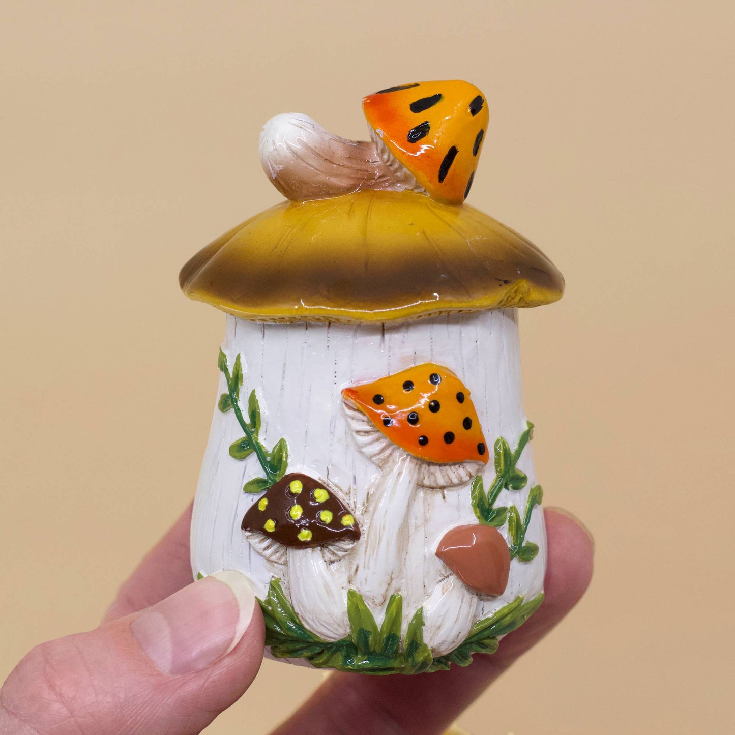Merry Mushroom-Inspired Hand-Painted Set | 70s Retro Resin Decor-Twinkltoast-The Bullish Store