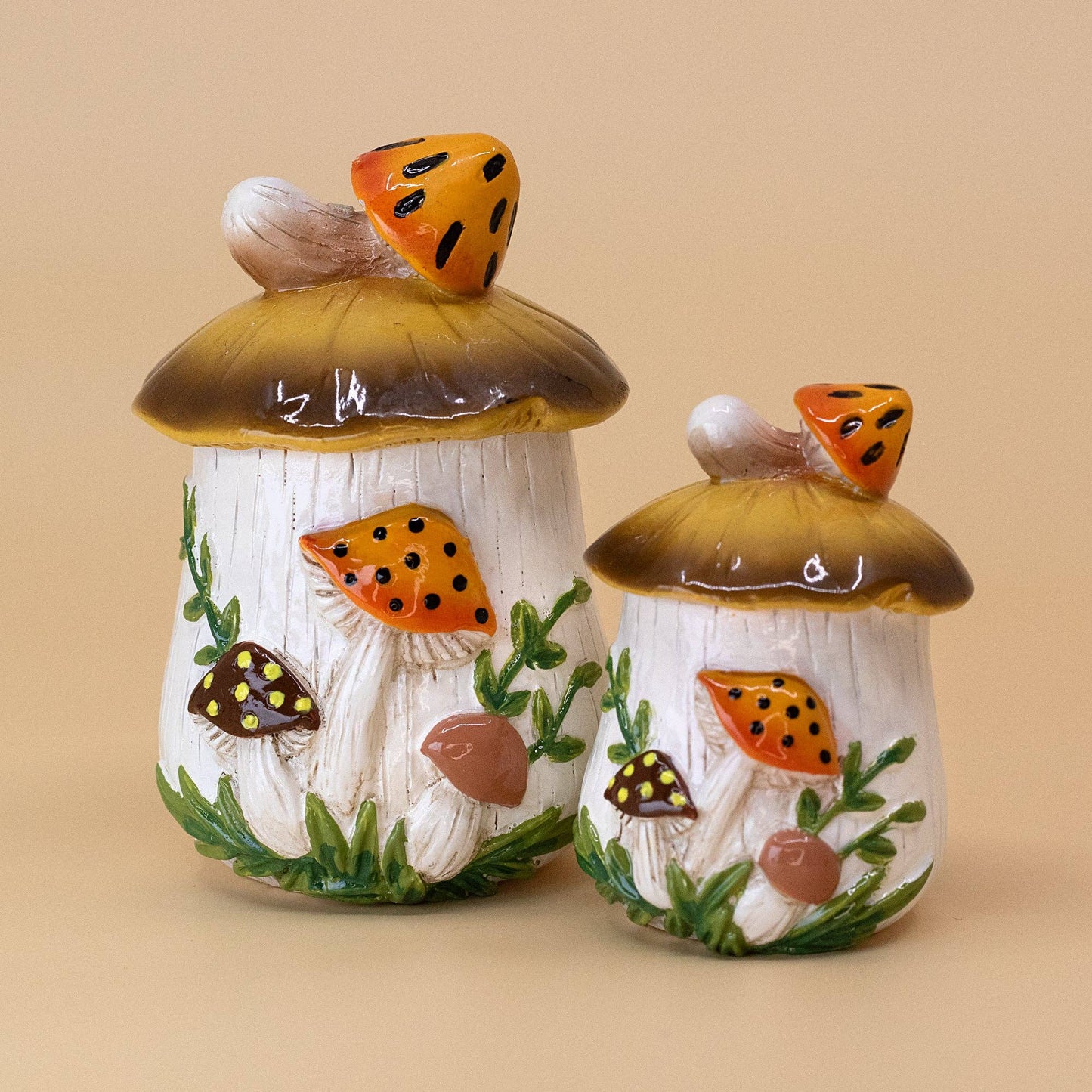 Merry Mushroom-Inspired Hand-Painted Set | 70s Retro Resin Decor-Twinkltoast-The Bullish Store