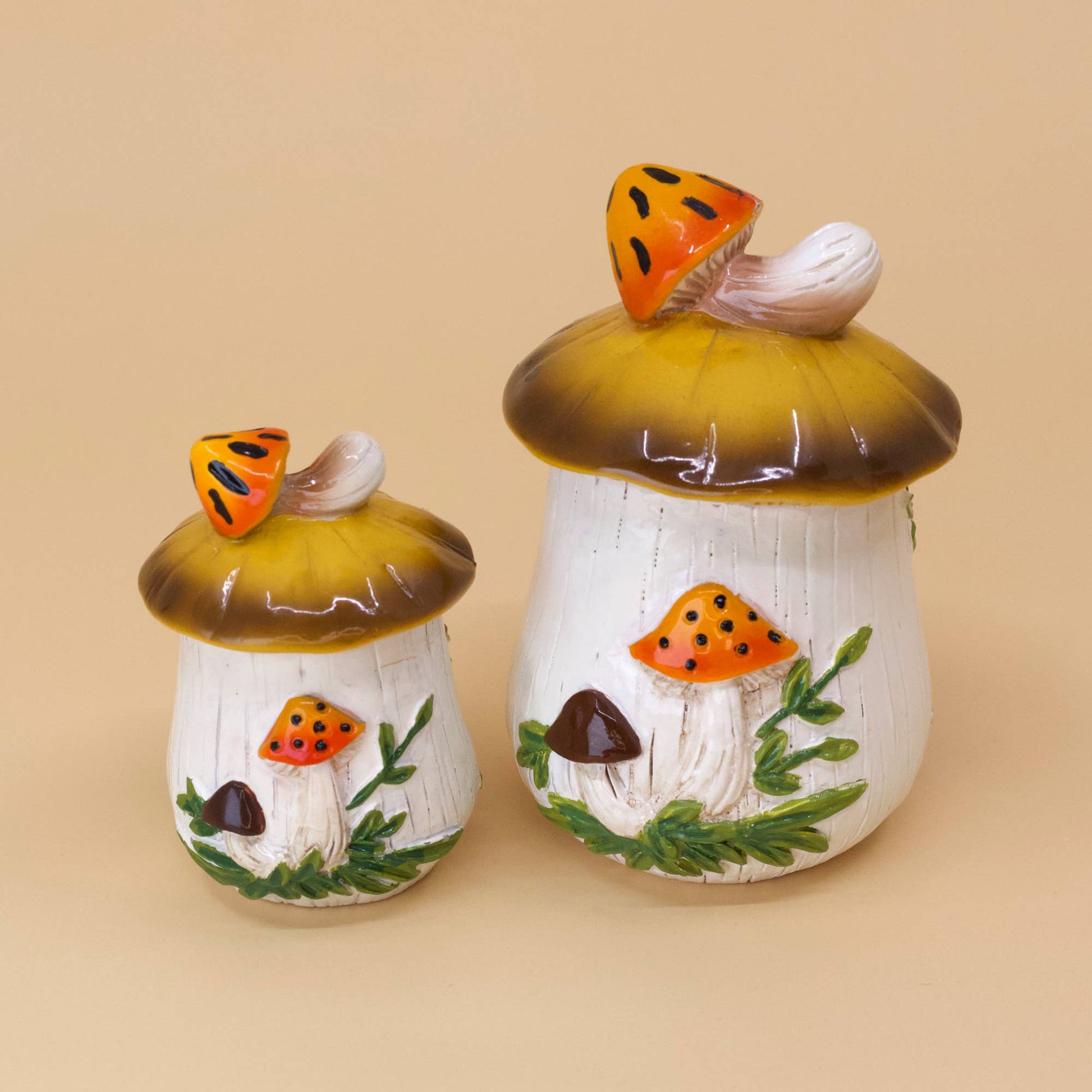 Merry Mushroom-Inspired Hand-Painted Set | 70s Retro Resin Decor-Twinkltoast-The Bullish Store