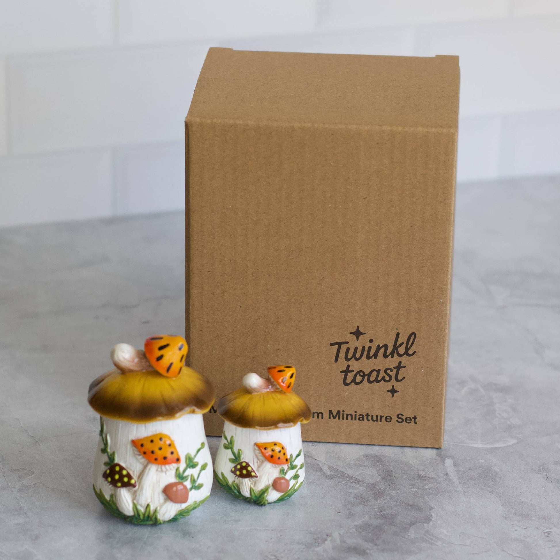 Merry Mushroom-Inspired Hand-Painted Set | 70s Retro Resin Decor-Twinkltoast-The Bullish Store