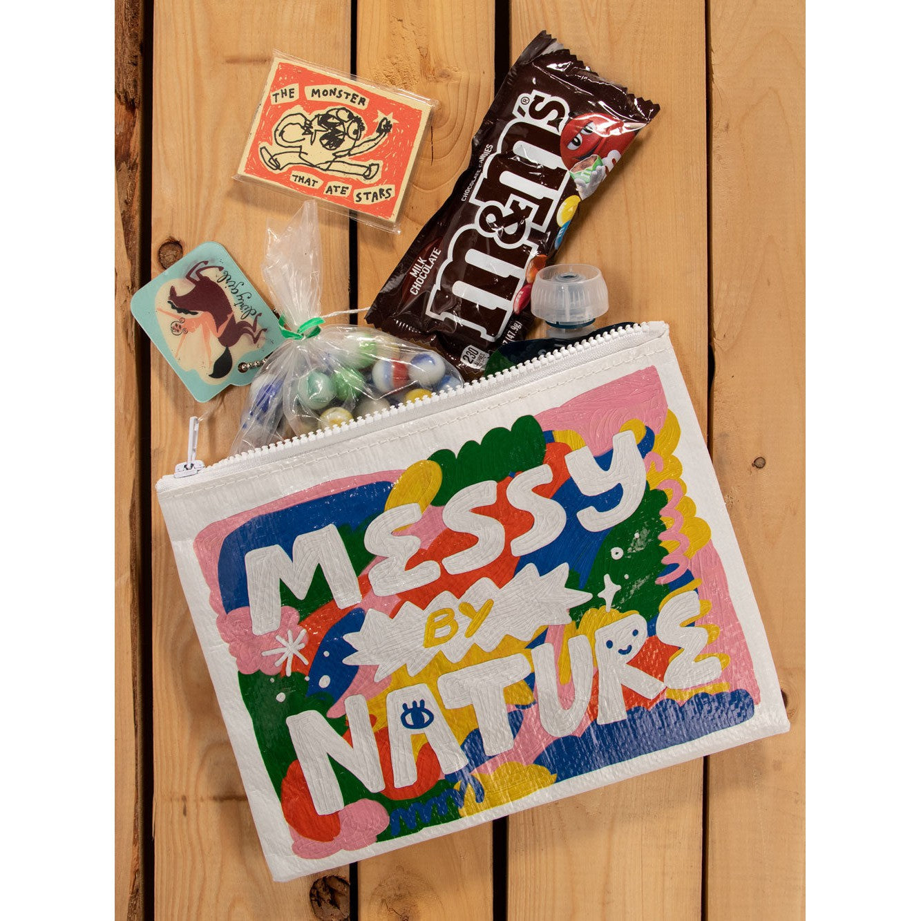 Messy By Nature Zipper Pouch | Recycled Material Case Storage Organizer | 7.25" x 9.5"