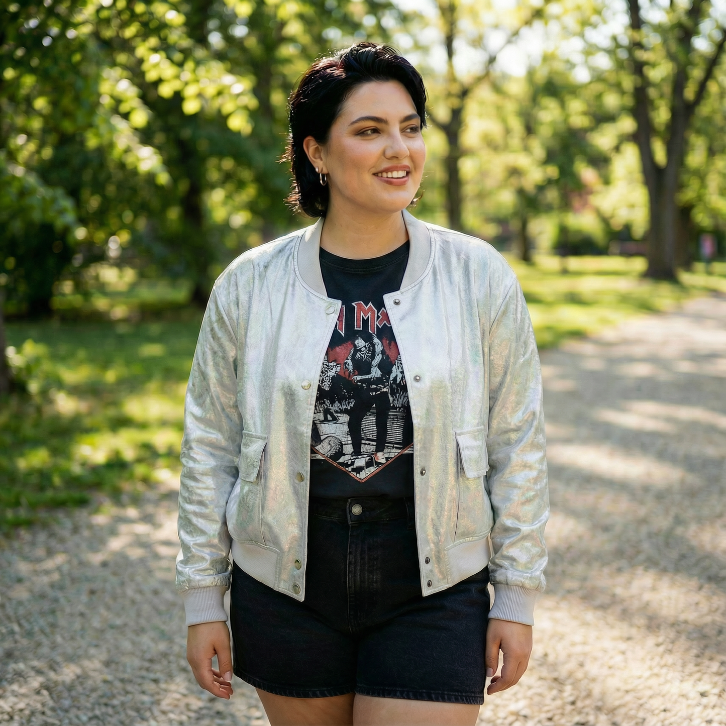 Metallic Bomber Jacket for Women | Trendy Shiny Outerwear [SM-XL]