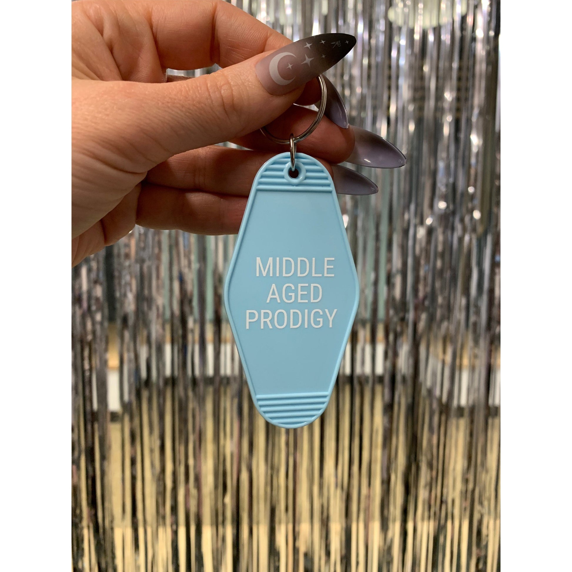 Middle Aged Prodigy Motel Style Keychain in Blue