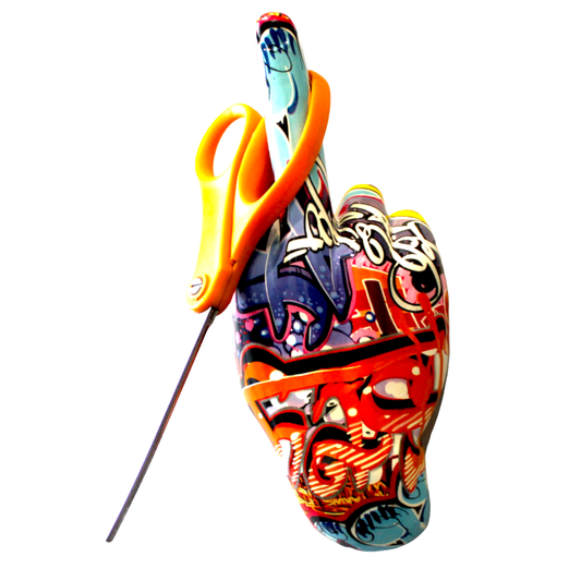 Middle Finger Hand Wall Mounted Hook | "Street Art" Multicolor Resin Sculpture | 9” Tall