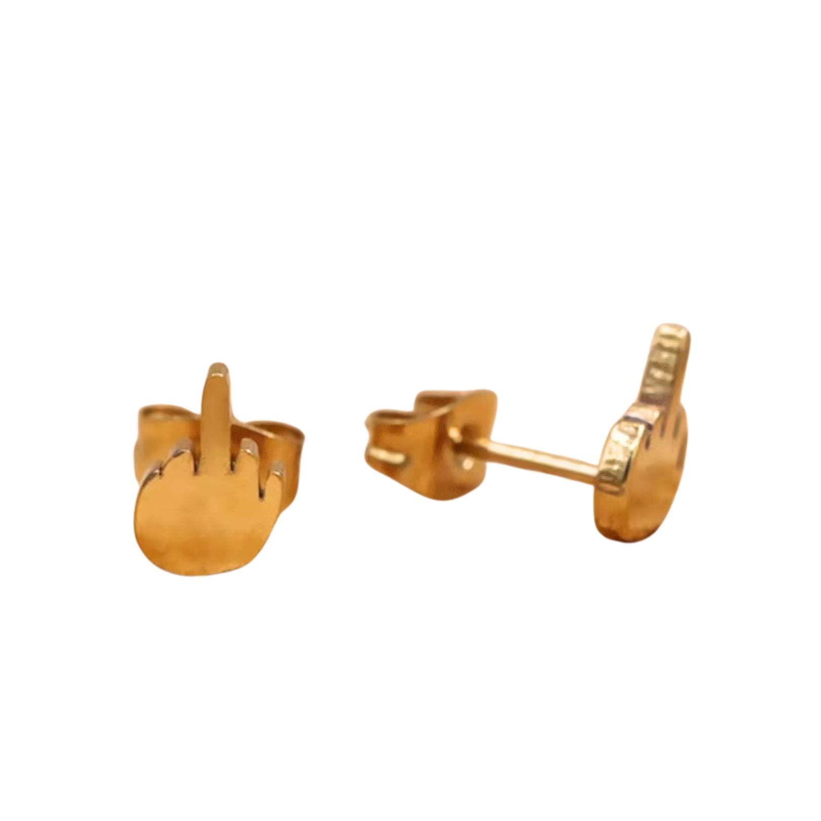 Middle Finger Stud Earrings in Gold or Silver