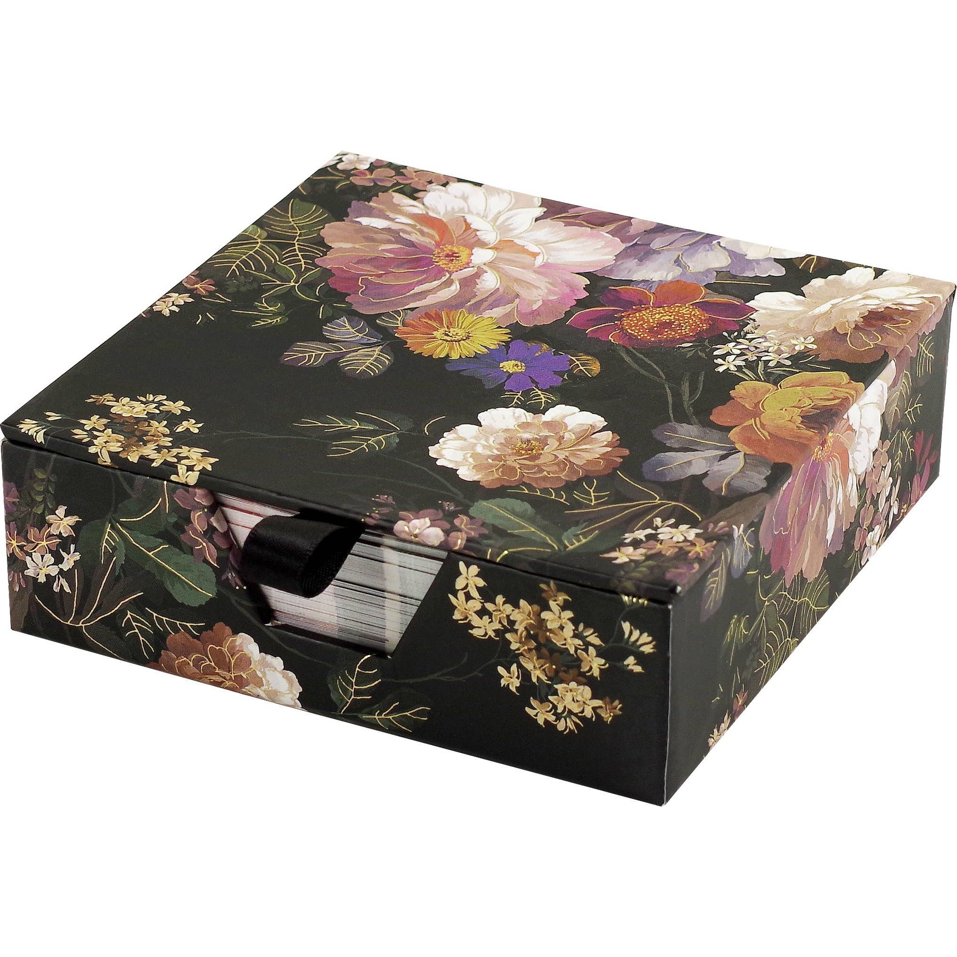 Midnight Floral Desk Notes Note Pad Set in Keepsake Box | 250 Sheets Stationery Memo Pad