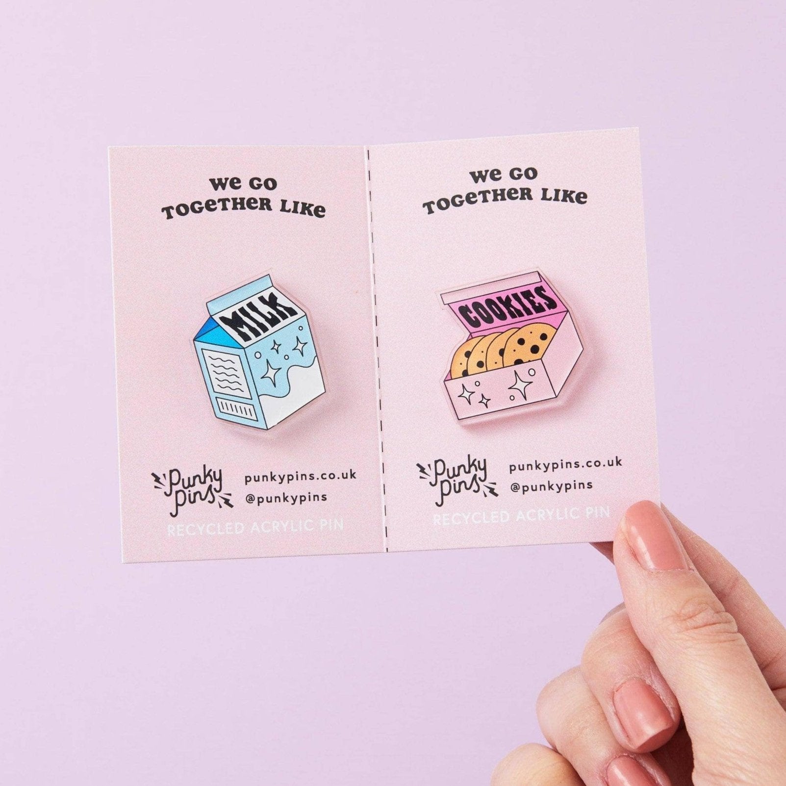 Milk & Cookies Acrylic Pin Pair | Recycled Brooch Lapel Pin Set