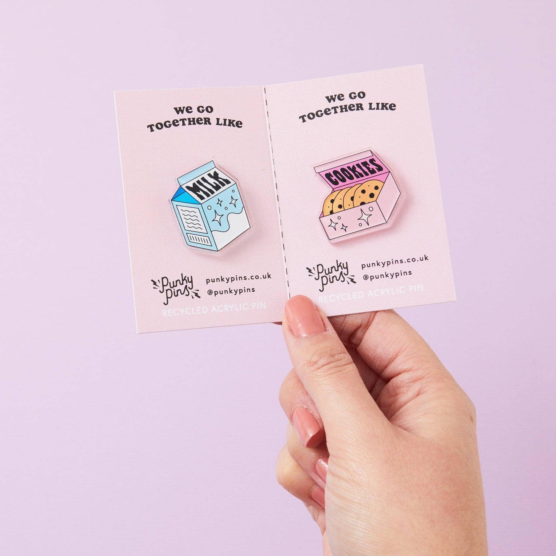 Milk & Cookies Acrylic Pin Pair | Recycled Brooch Lapel Pin Set