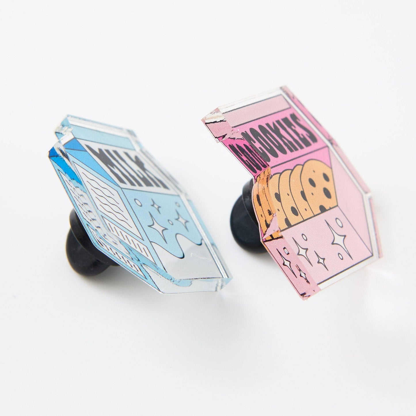 Milk & Cookies Acrylic Pin Pair | Recycled Brooch Lapel Pin Set