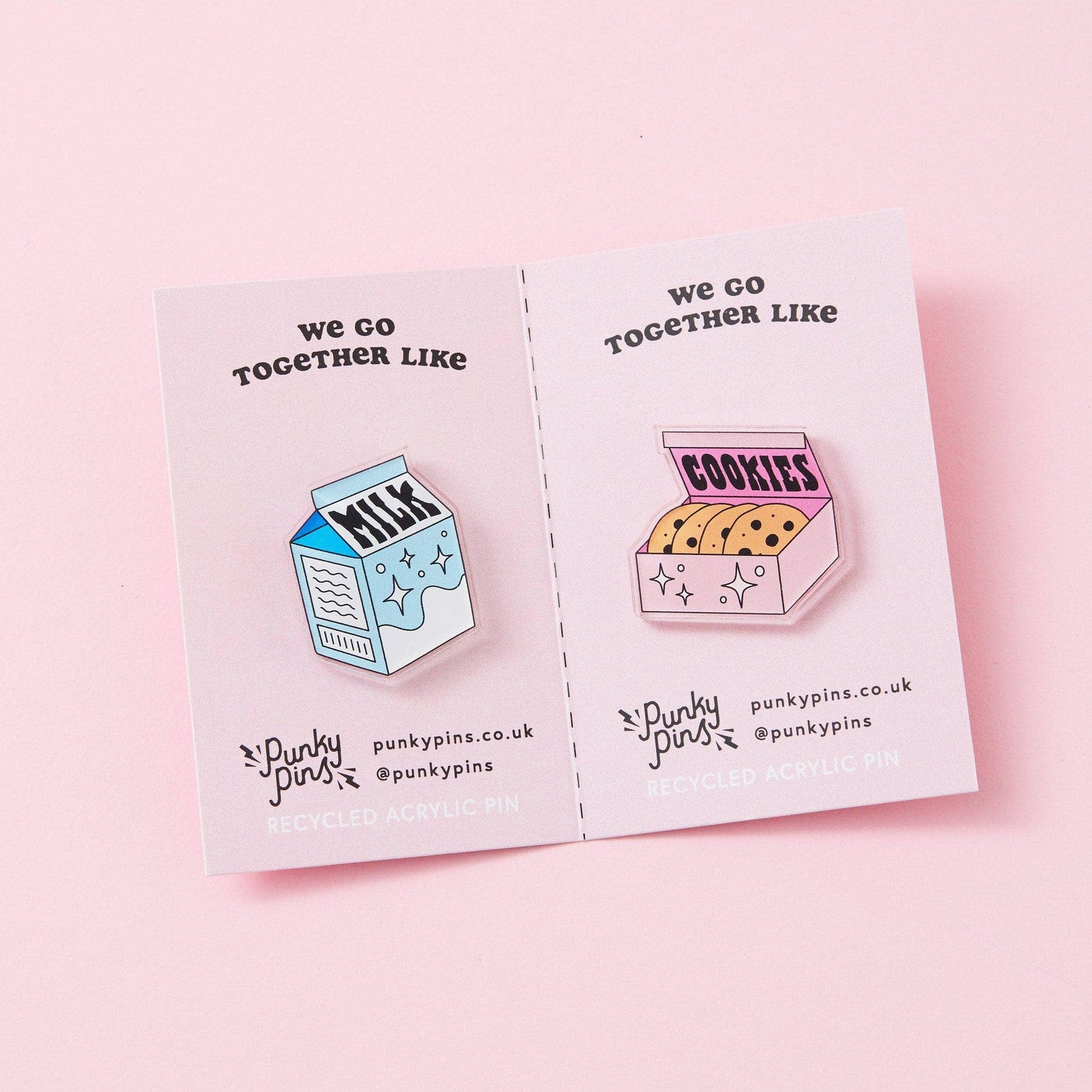 Milk & Cookies Acrylic Pin Pair | Recycled Brooch Lapel Pin Set