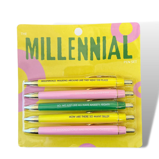 Millennial Stereotypes Pen Set | Giftable Set of 5 Funny Pens
