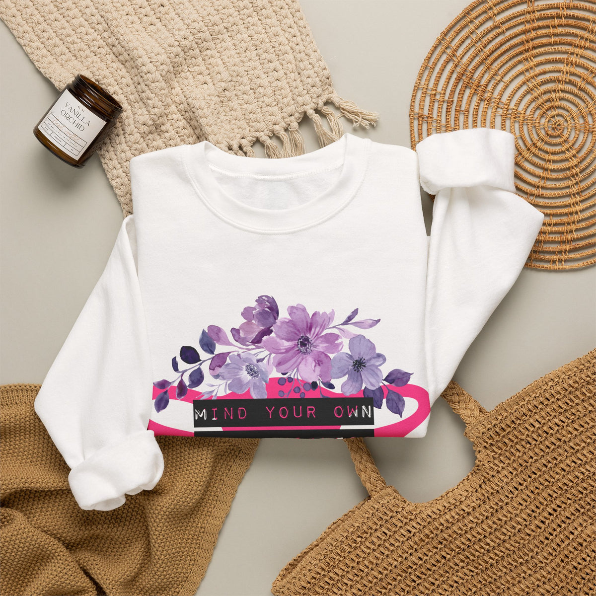 Mind Your Own Damn Business Flower Uterus Pro-Choice Unisex Heavy Blend™ Crewneck Sweatshirt [SM-5XL]-GetBullish-The Bullish Store