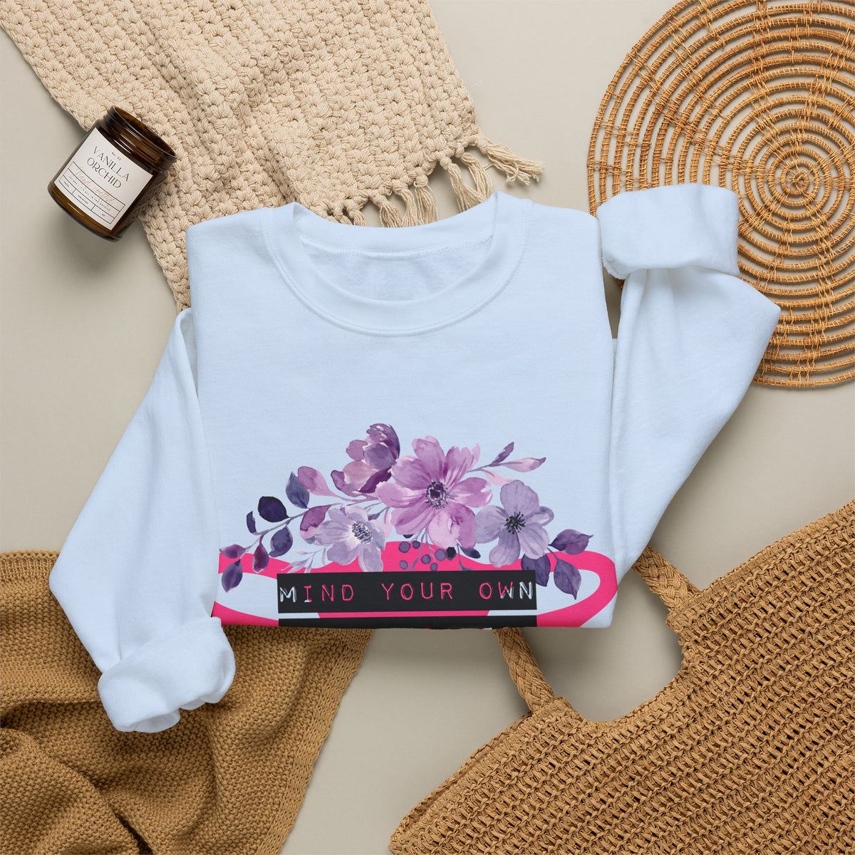 Mind Your Own Damn Business Flower Uterus Pro-Choice Unisex Heavy Blend™ Crewneck Sweatshirt [SM-5XL]-GetBullish-The Bullish Store