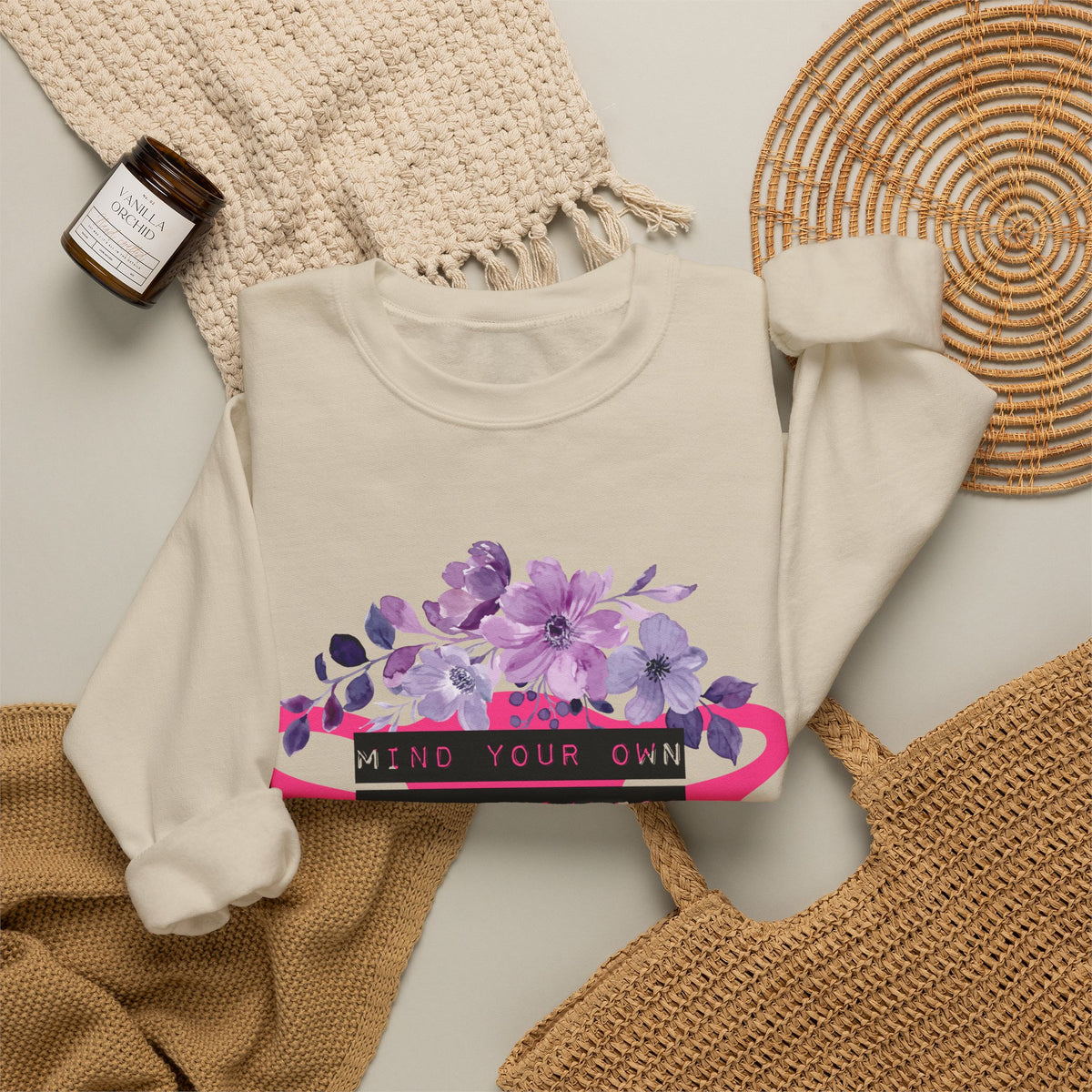 Mind Your Own Damn Business Flower Uterus Pro-Choice Unisex Heavy Blend™ Crewneck Sweatshirt [SM-5XL]-GetBullish-The Bullish Store