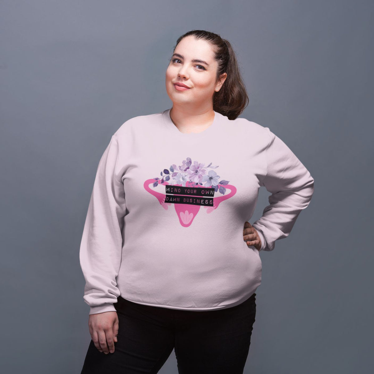 Mind Your Own Damn Business Flower Uterus Pro-Choice Unisex Heavy Blend™ Crewneck Sweatshirt [SM-5XL]-GetBullish-The Bullish Store