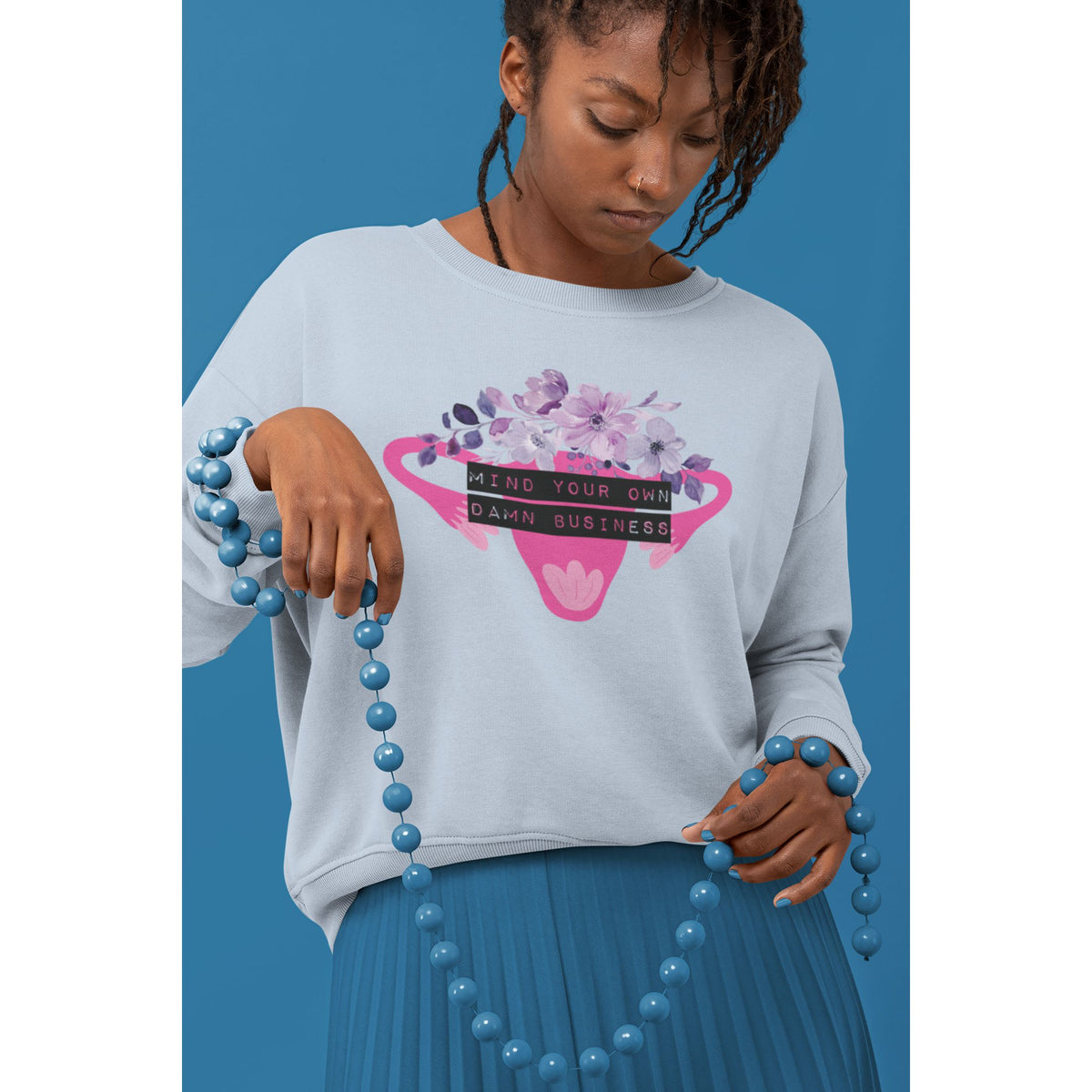 Mind Your Own Damn Business Flower Uterus Pro-Choice Unisex Heavy Blend™ Crewneck Sweatshirt [SM-5XL]-GetBullish-The Bullish Store