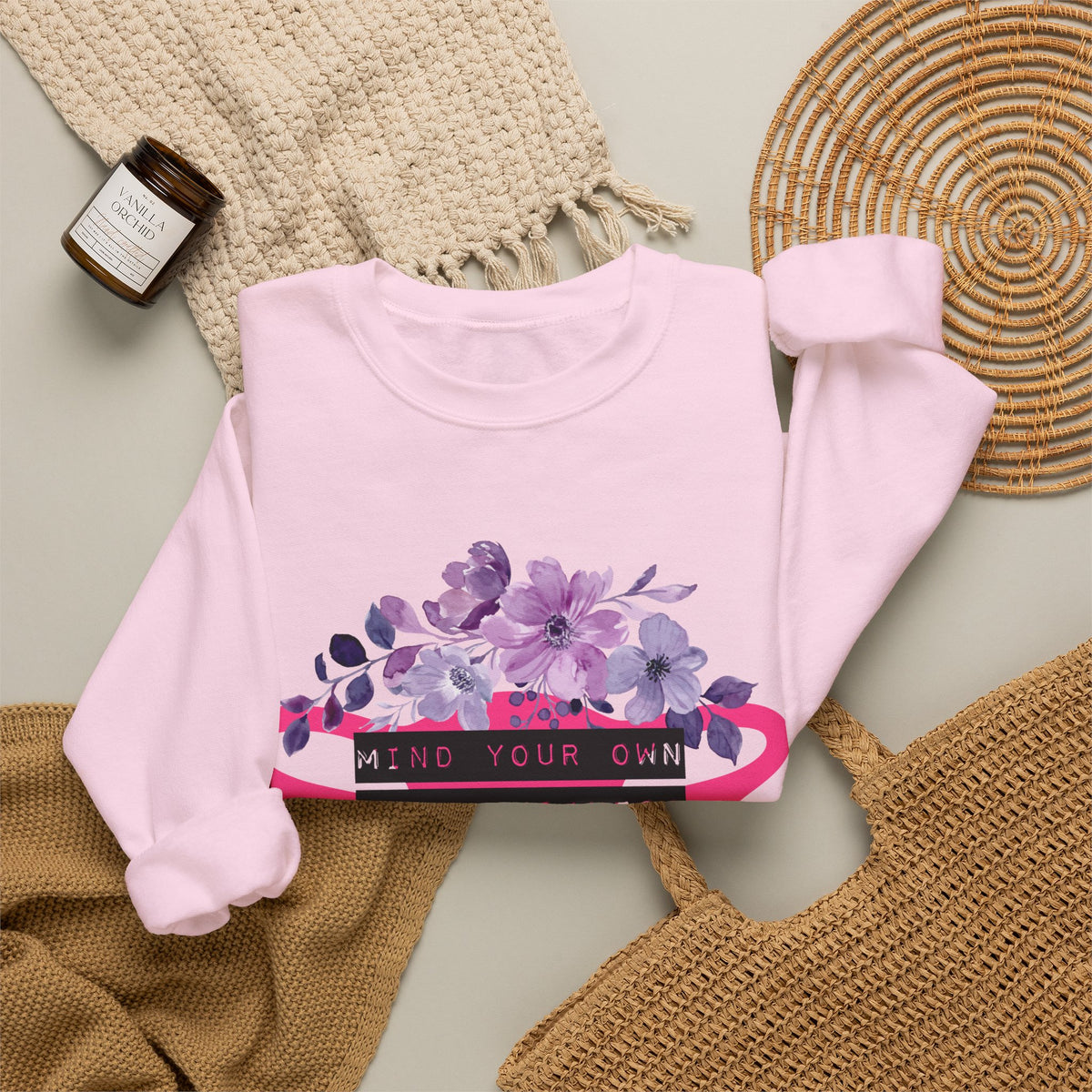 Mind Your Own Damn Business Flower Uterus Pro-Choice Unisex Heavy Blend™ Crewneck Sweatshirt [SM-5XL]-GetBullish-The Bullish Store