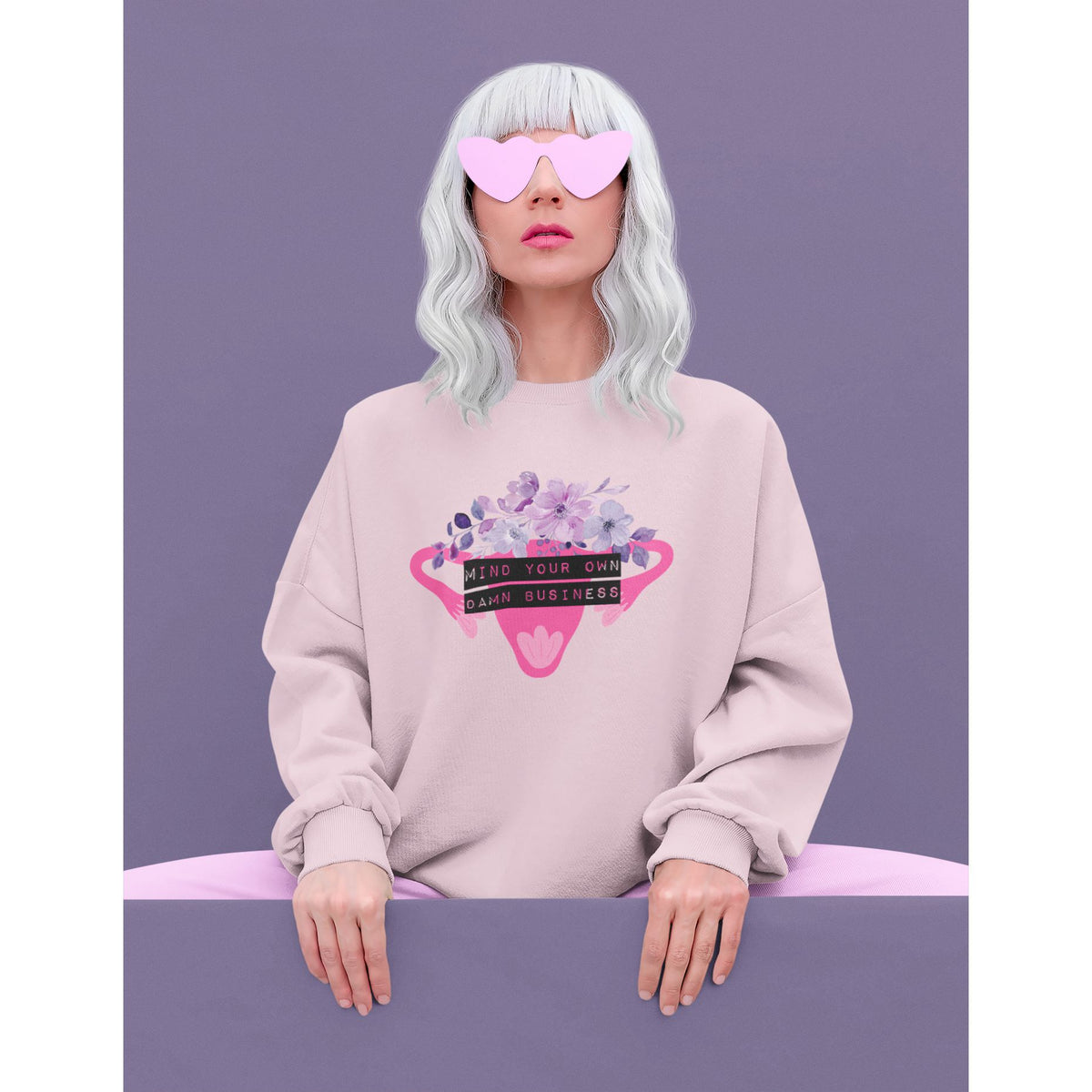 Mind Your Own Damn Business Flower Uterus Pro-Choice Unisex Heavy Blend™ Crewneck Sweatshirt [SM-5XL]-GetBullish-The Bullish Store