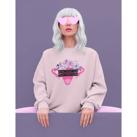 Mind Your Own Damn Business Flower Uterus Pro-Choice Unisex Heavy Blend™ Crewneck Sweatshirt [SM-5XL]