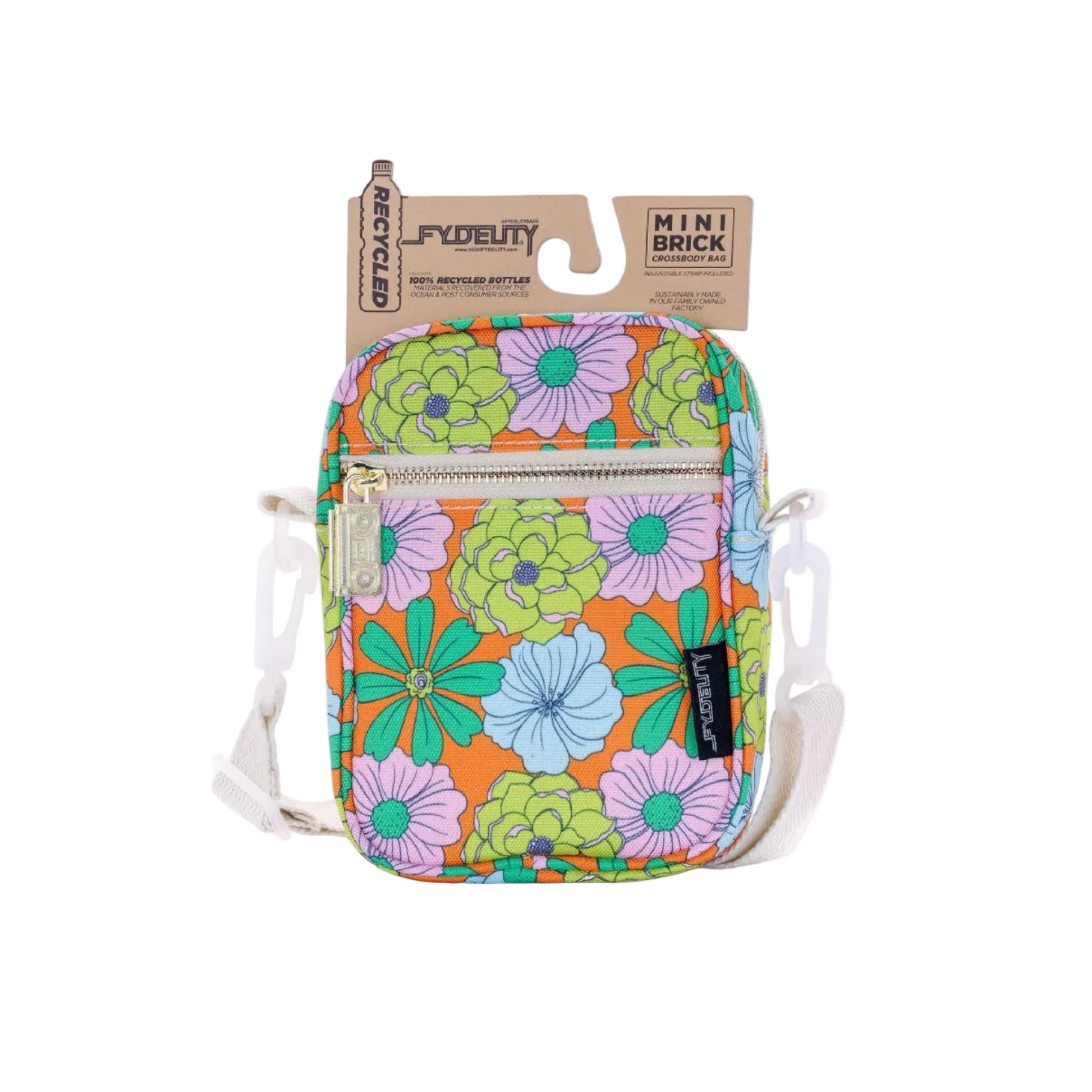 Mini Brick Bag in Floral Orange | Crossbody Bag | Recycled RPET-Fydelity-The Bullish Store