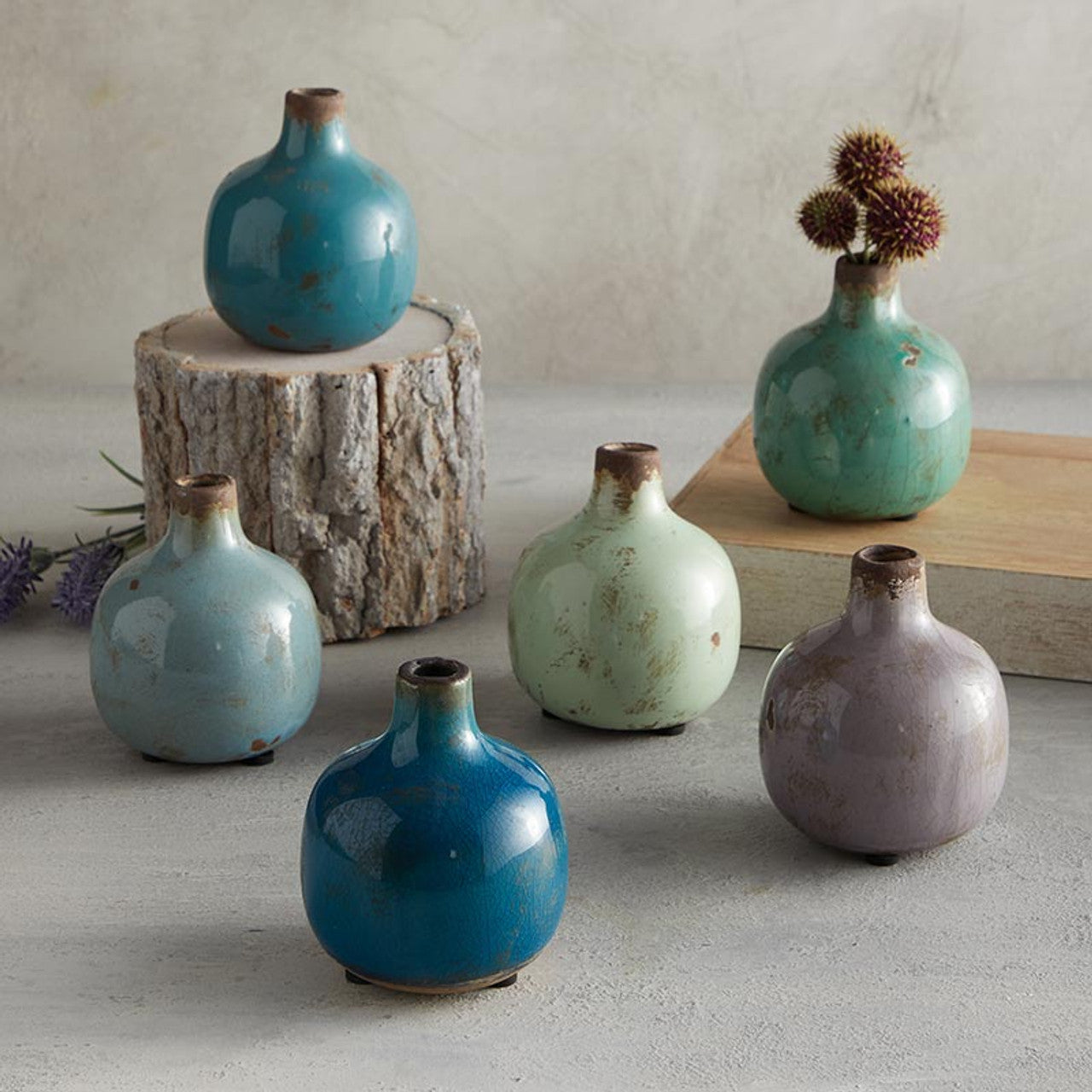 Mini Ceramic Vase | Glossy Round Bud Vase | Small Decorative Accent for Home or Gift