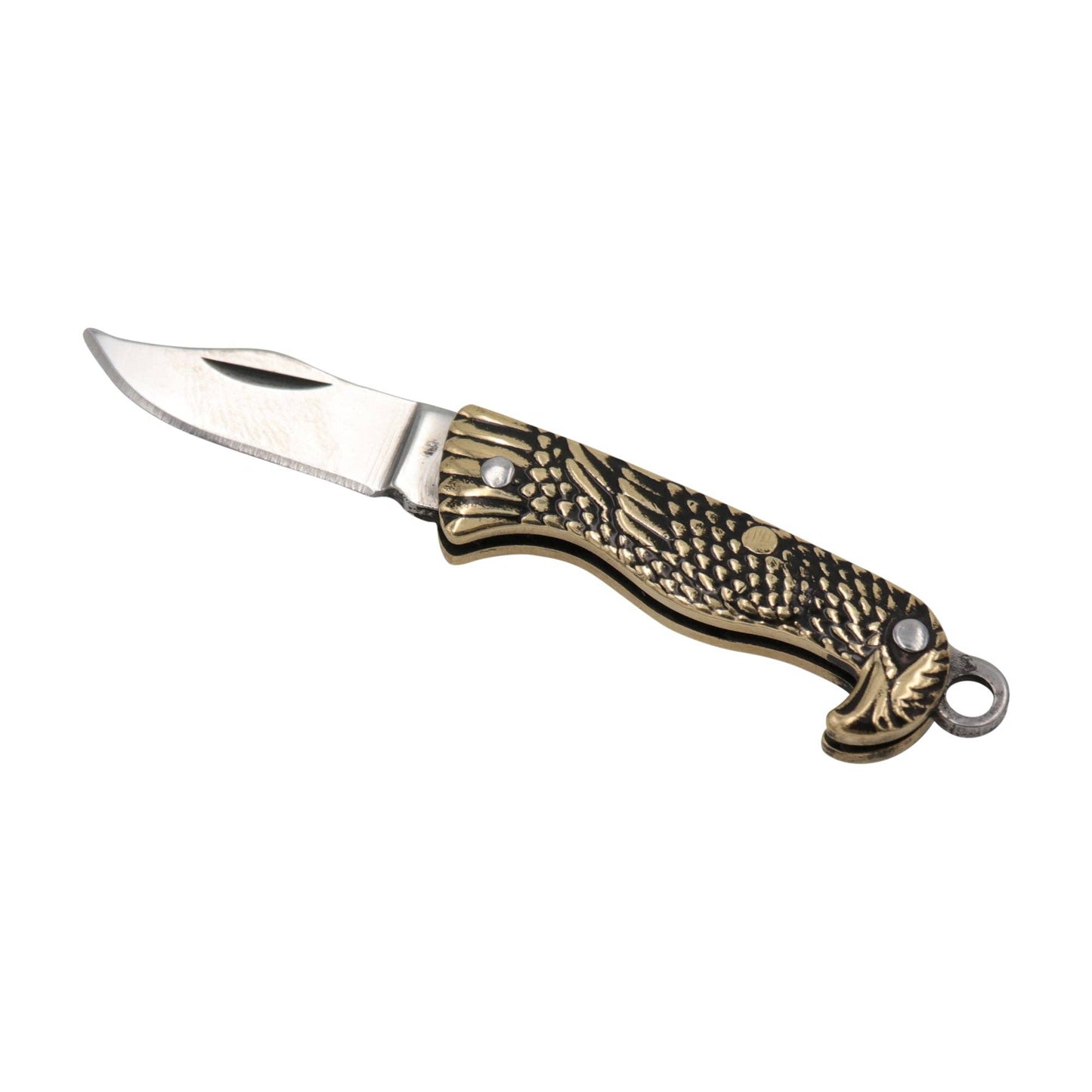 Mini Eagle Handle Folding Knife Necklace | Gold Tone Pendant-Real Sic-The Bullish Store