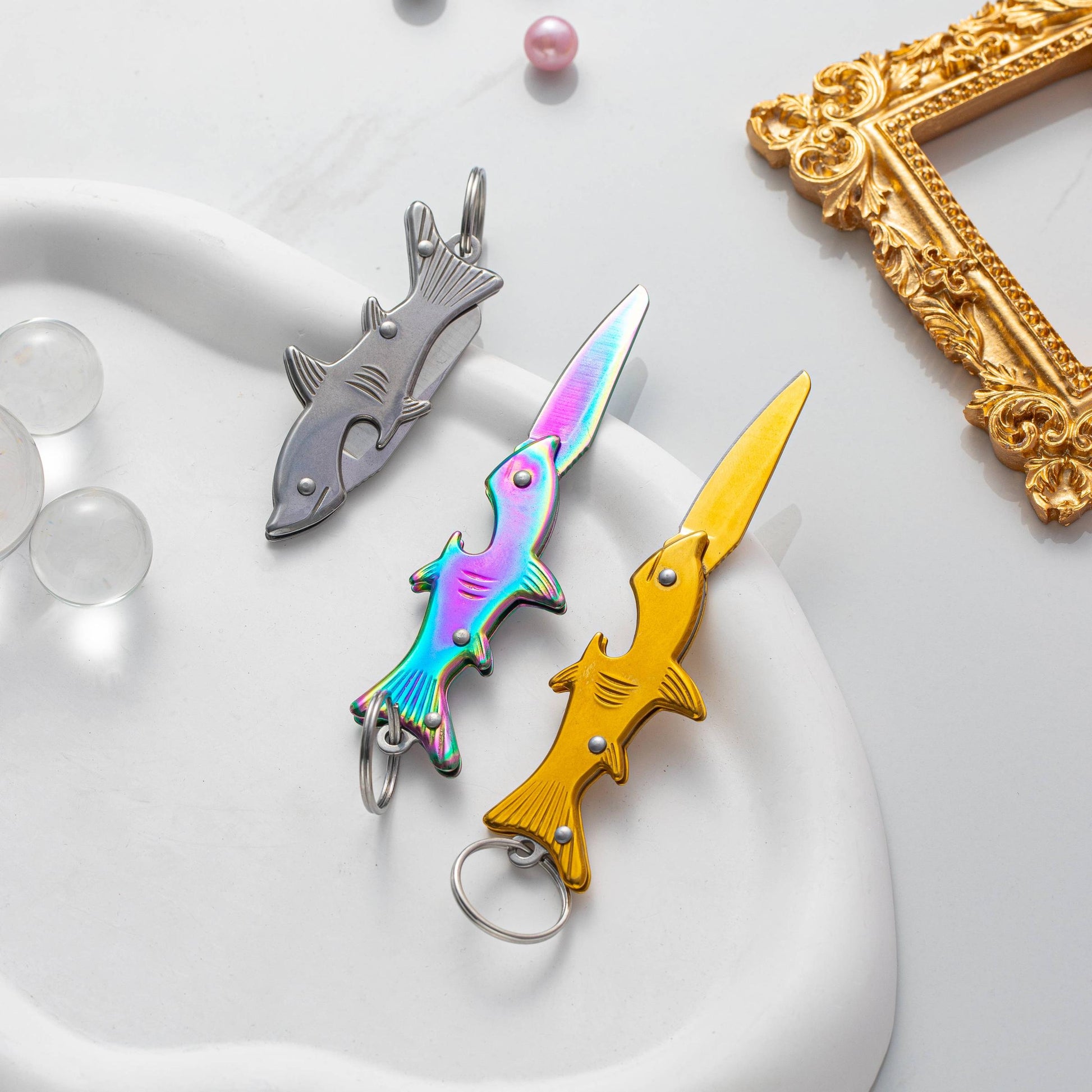 Mini Folding Knife Fish Keychain | Utility Pocket EDC Switchblade Knife-Real Sic-The Bullish Store