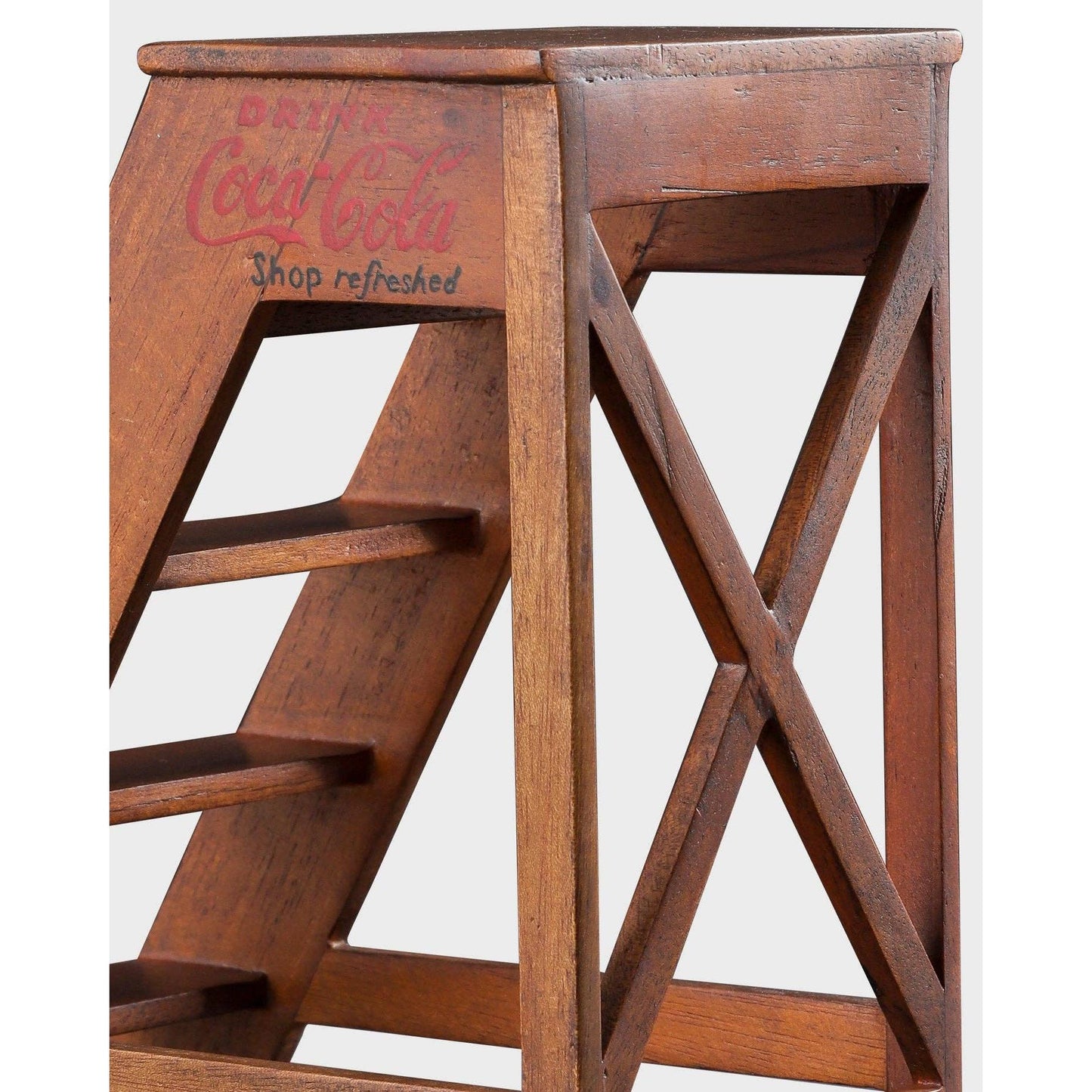 Mini General Store Ladder Desktop Decor | Vintage Wooden Store Steps Decorative Accent