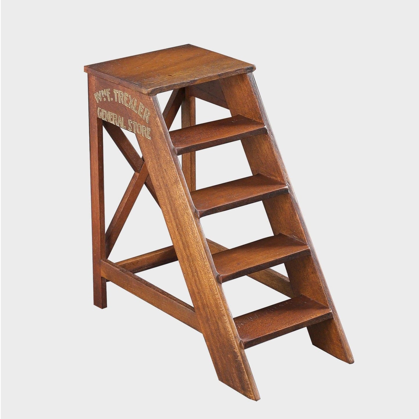 Mini General Store Ladder Desktop Decor | Vintage Wooden Store Steps Decorative Accent