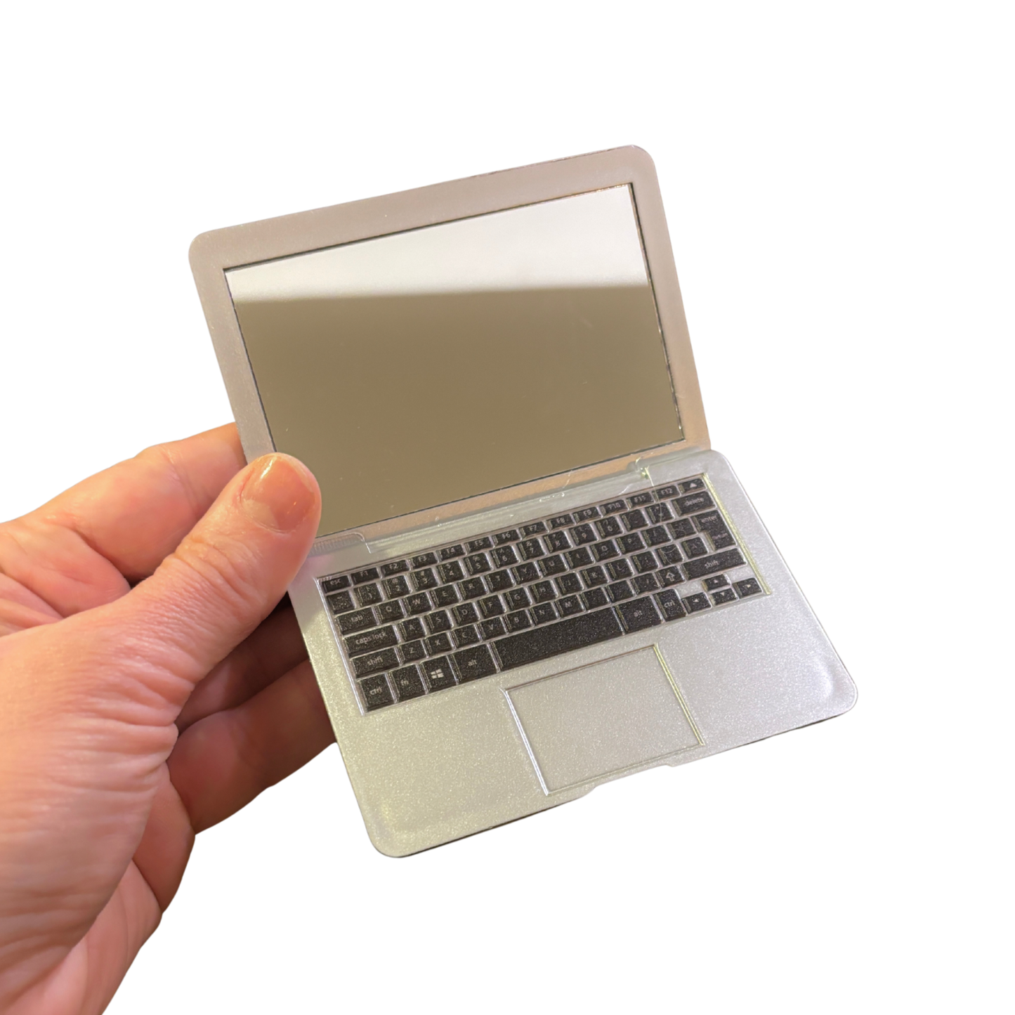 Mini Laptop Makeup Mirror | Clamshell Compact Mirror | 2.5" x 3.75" | with GetBullish Decal