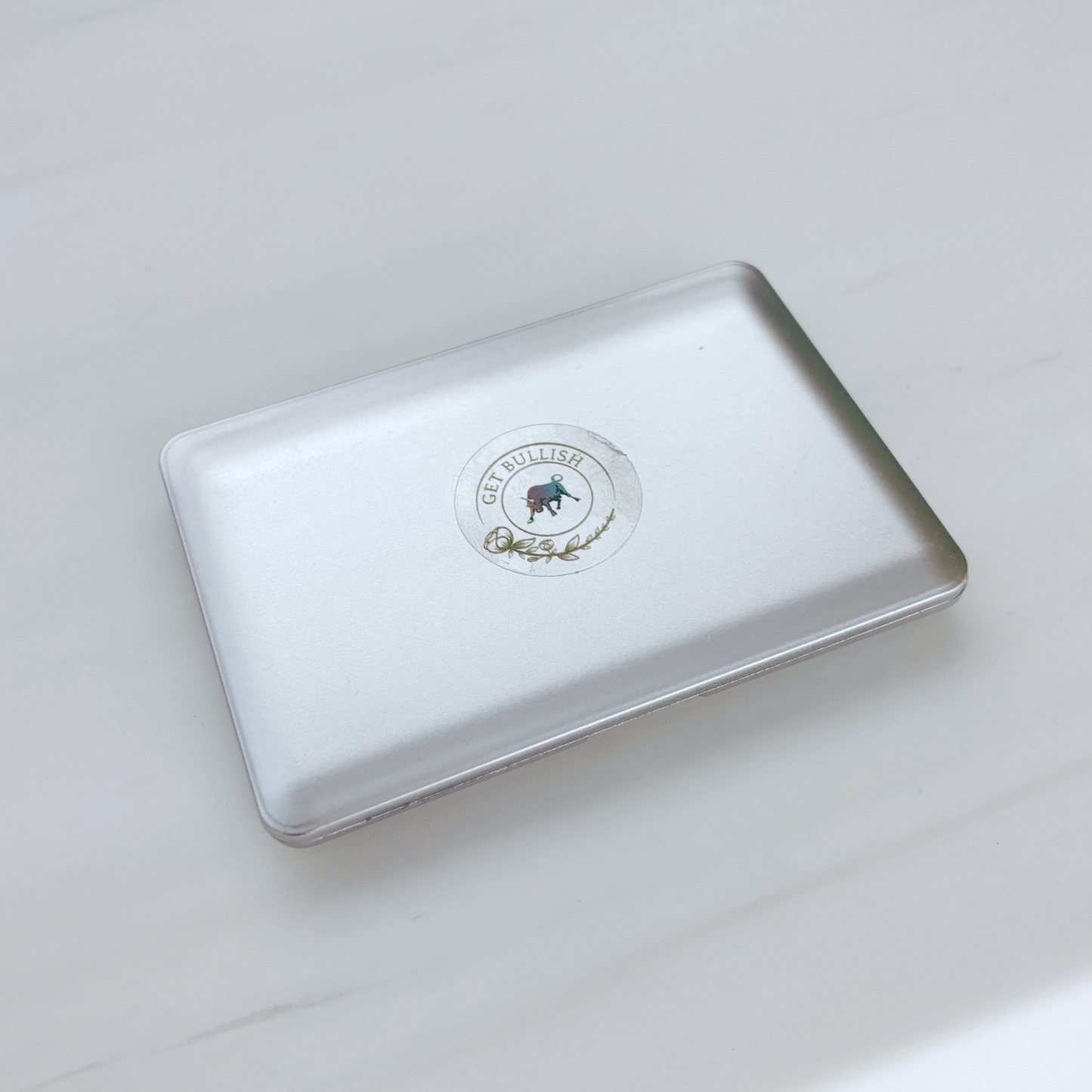 Mini Laptop Makeup Mirror | Clamshell Compact Mirror | 2.5" x 3.75" | with GetBullish Decal